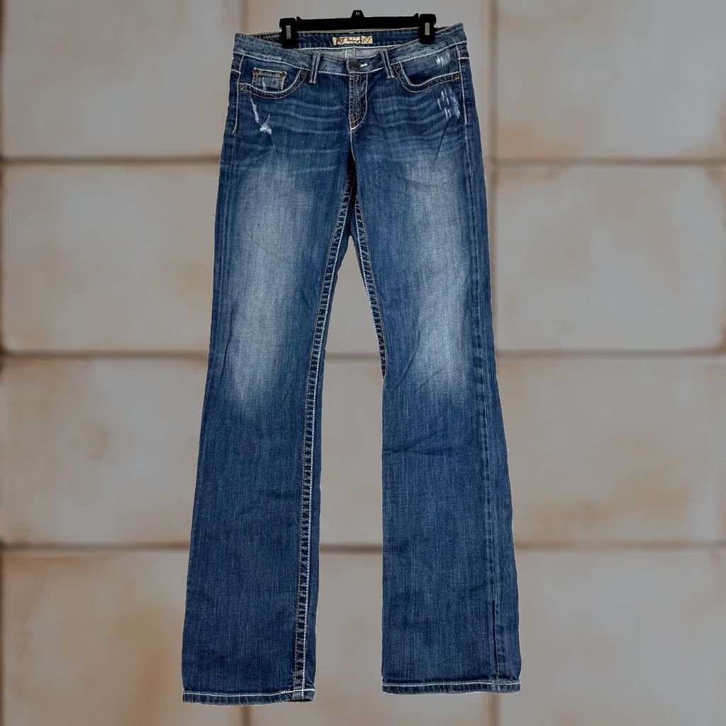 Vintage Y2K Buckle Bke Jeans Distressed Grunge Blue Denim 5-Pocket Straight Vintage? No, Distressed jeans not vintage 34x36 Mens 30x37 (Fits 34x36) Size US 34 / EU 50 - 1 Thumbnail