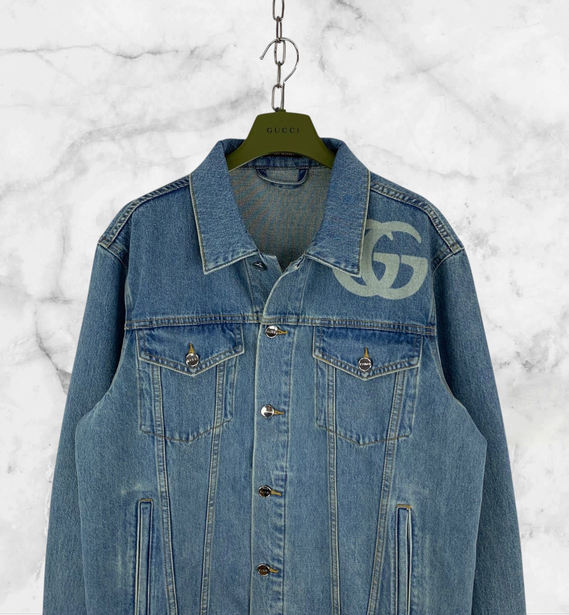 Gucci Gucci GG Double G Lasered Buttoned Pockets Denim Jacket Size US L / EU 52-54 / 3 - 3 Thumbnail