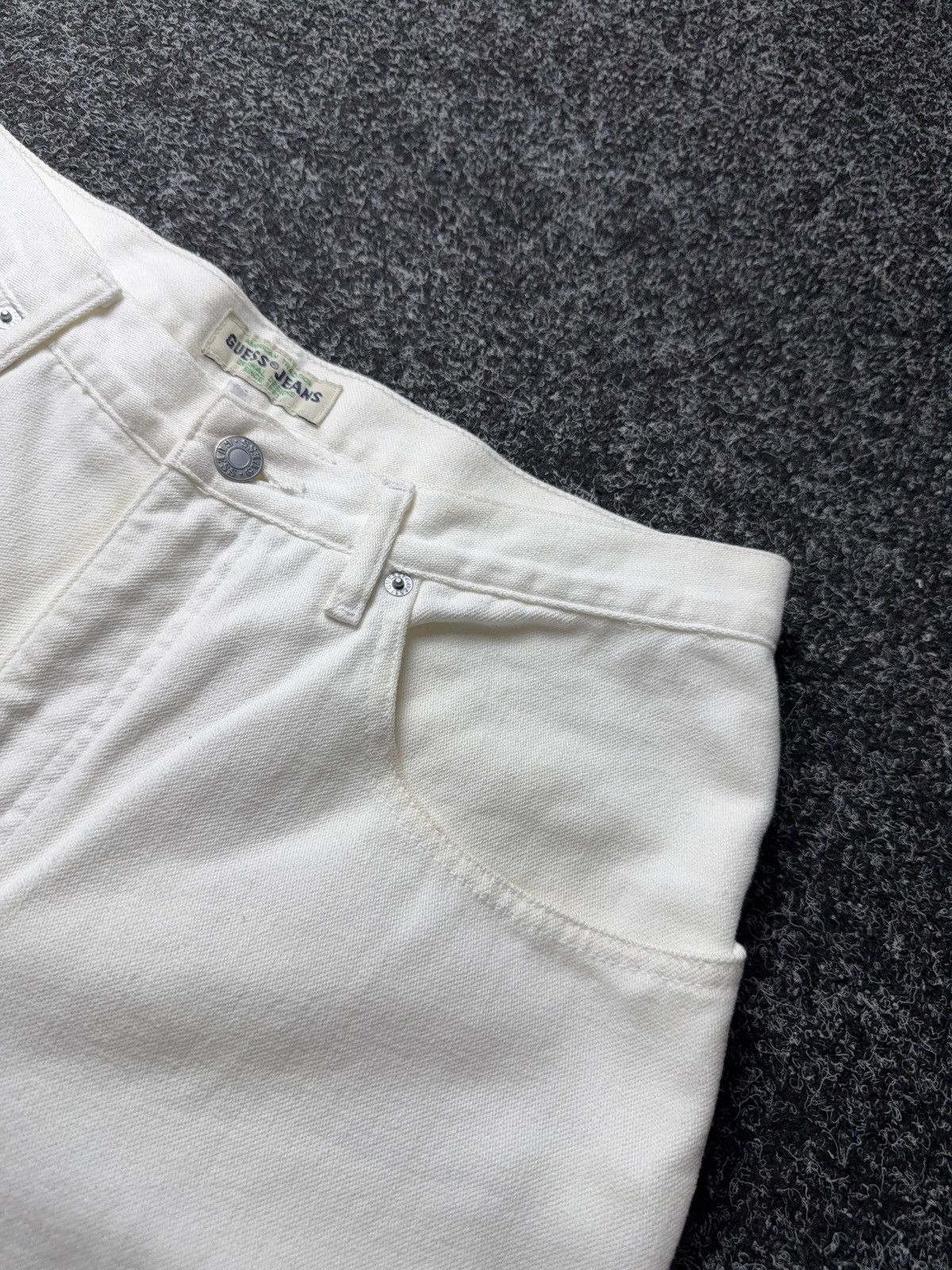 Guess Vintage Retro USA Guess Jeans White Straight Leg Denim Y2K Size US 32 / EU 48 - 9 Thumbnail