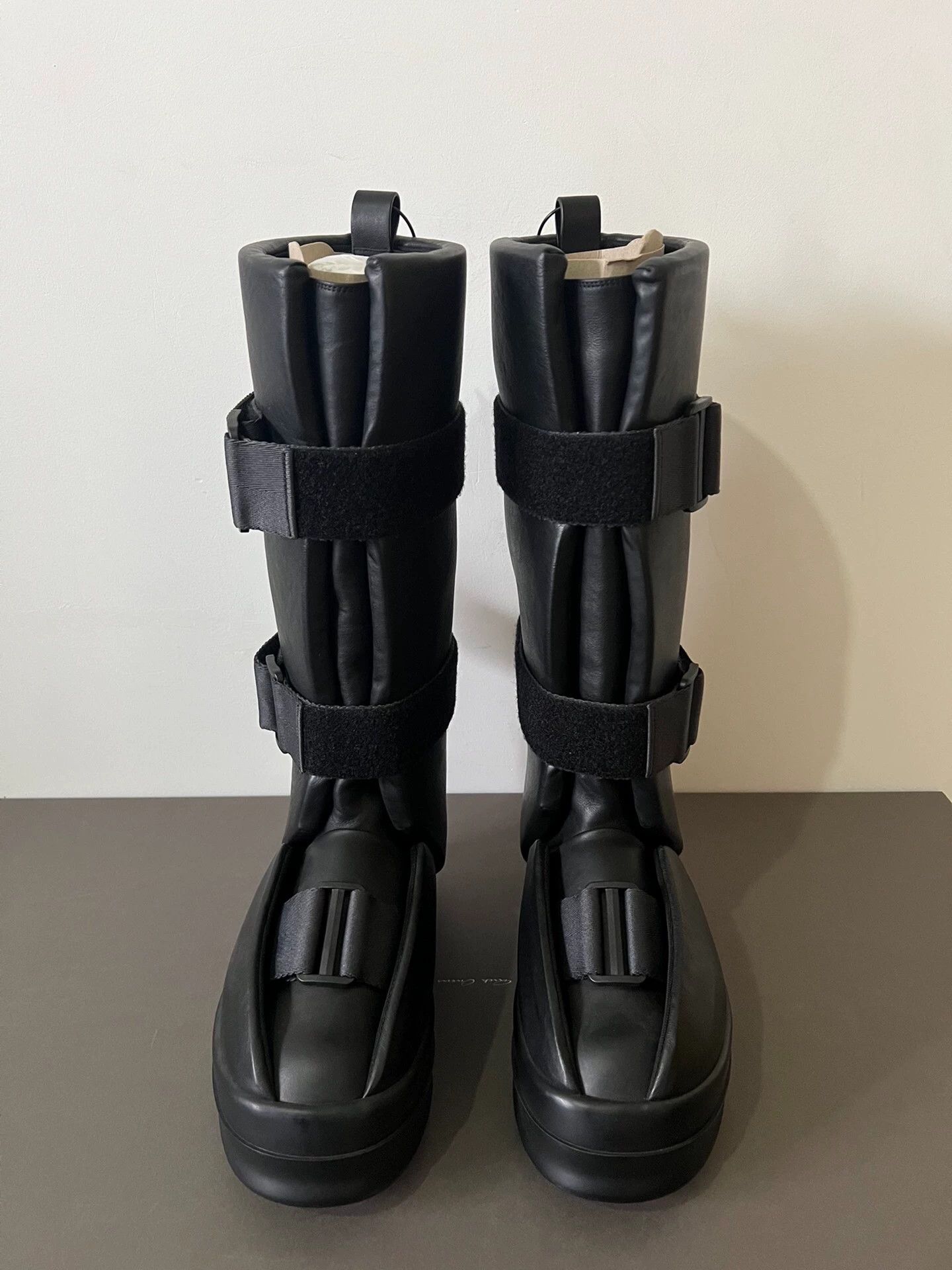 Rick Owens Black Leather Platform Tall Boots