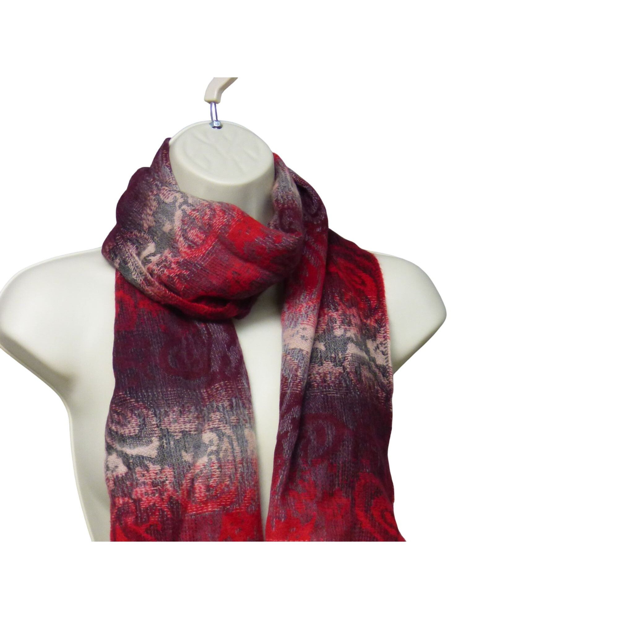 Steve Madden Steve Madden Mid Weight Ombré Paisley Scarf, 11”x 70”, Red-M Size ONE SIZE - 9 Thumbnail