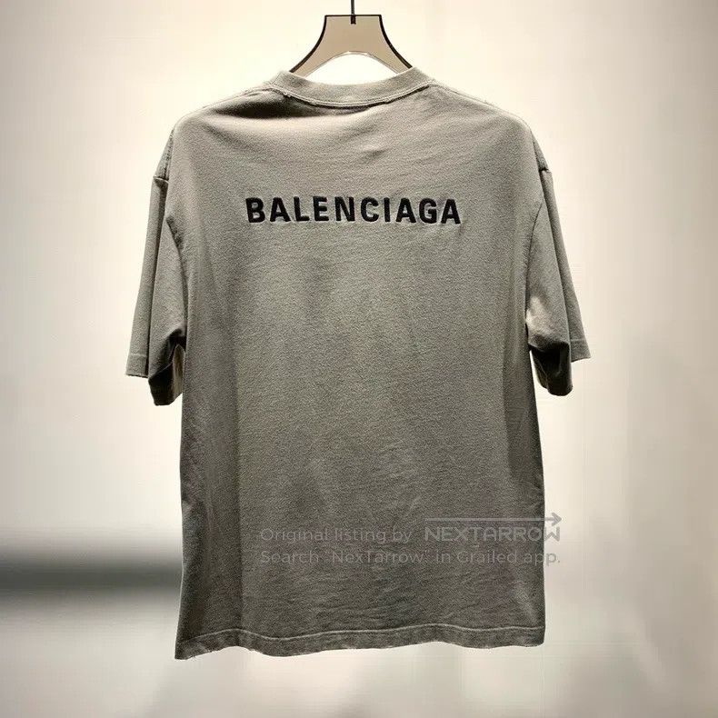 Balenciaga Front Embroidered Letter Short-Sleeve