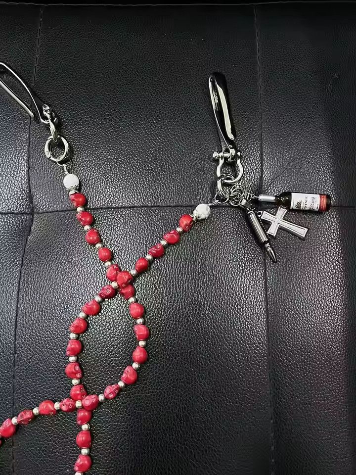 Japanese Brand Red Bead Cross Wallet Chain Size ONE SIZE - 3 Thumbnail