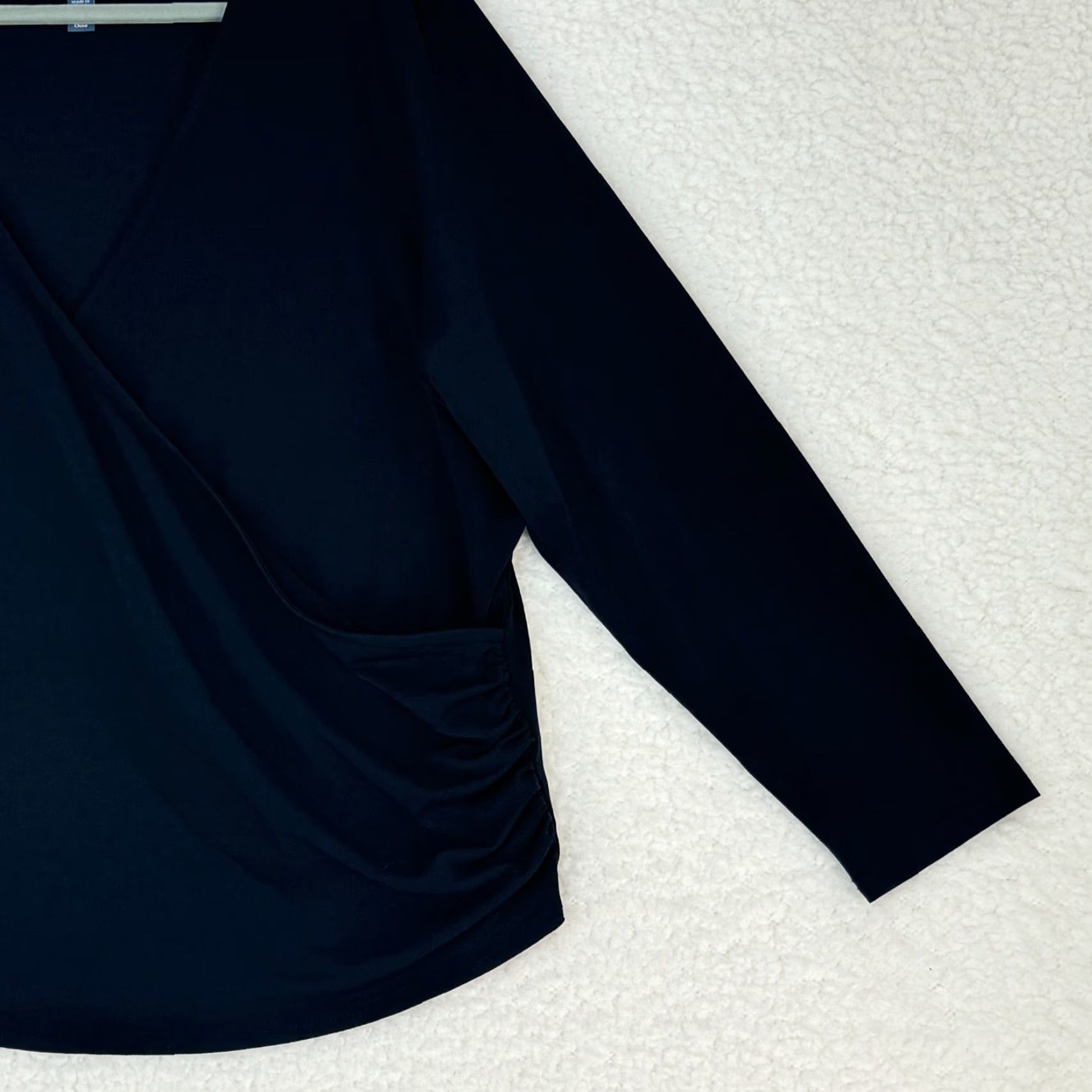Vintage ModCloth Black Long Sleeve Surplice Neck Stretch Shirt 2X Womens Blouse Casual/Fashion Size XXL / US 16-18 / IT 52-54 - 3 Thumbnail