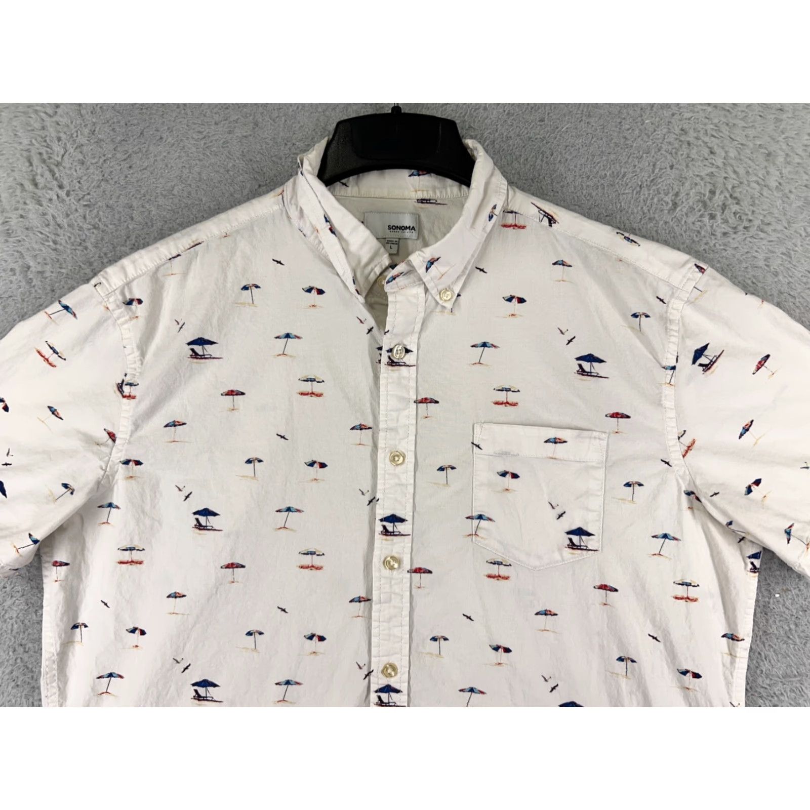 Vintage Sonoma Shirt Adult Large White Beach Umbrella All Over Print Button Up Cotton Mens Size US L / EU 52-54 / 3 - 4 Thumbnail