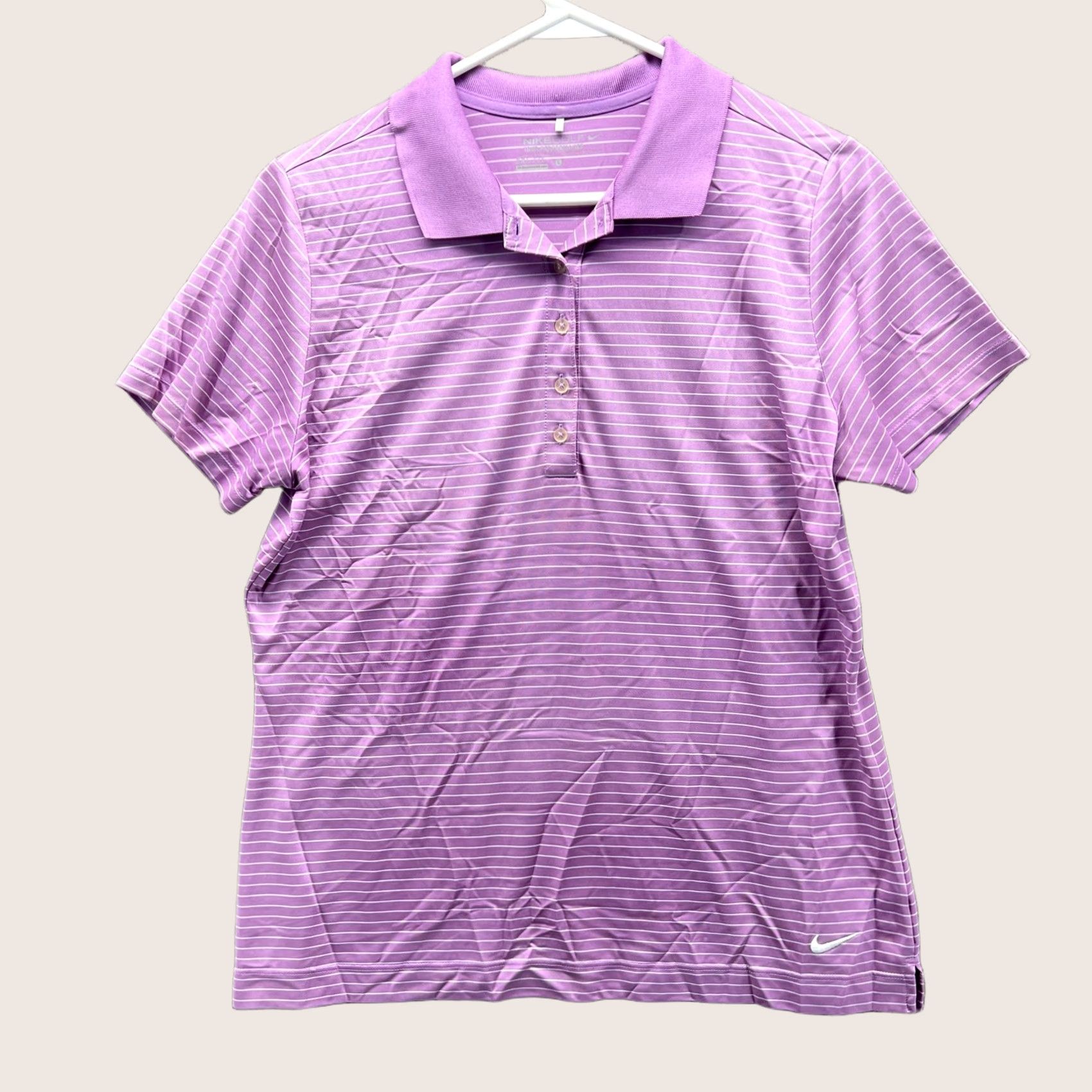 Nike Nike Golf Shirt Womens Large Purple Stripe Dri-FIT Tour Performance Polo Size L / US 10 / IT 46 - 1 Thumbnail