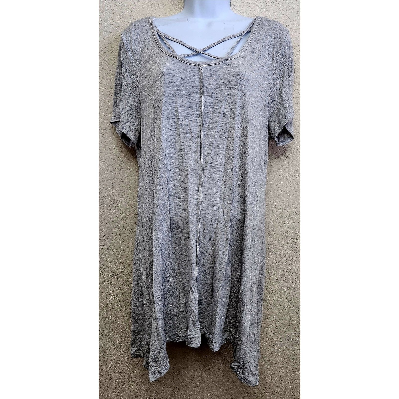 Other Terre Bleue Gray Heathered Short Sleeves Top Large Flowy Size L / US 10 / IT 46 - 1 Thumbnail