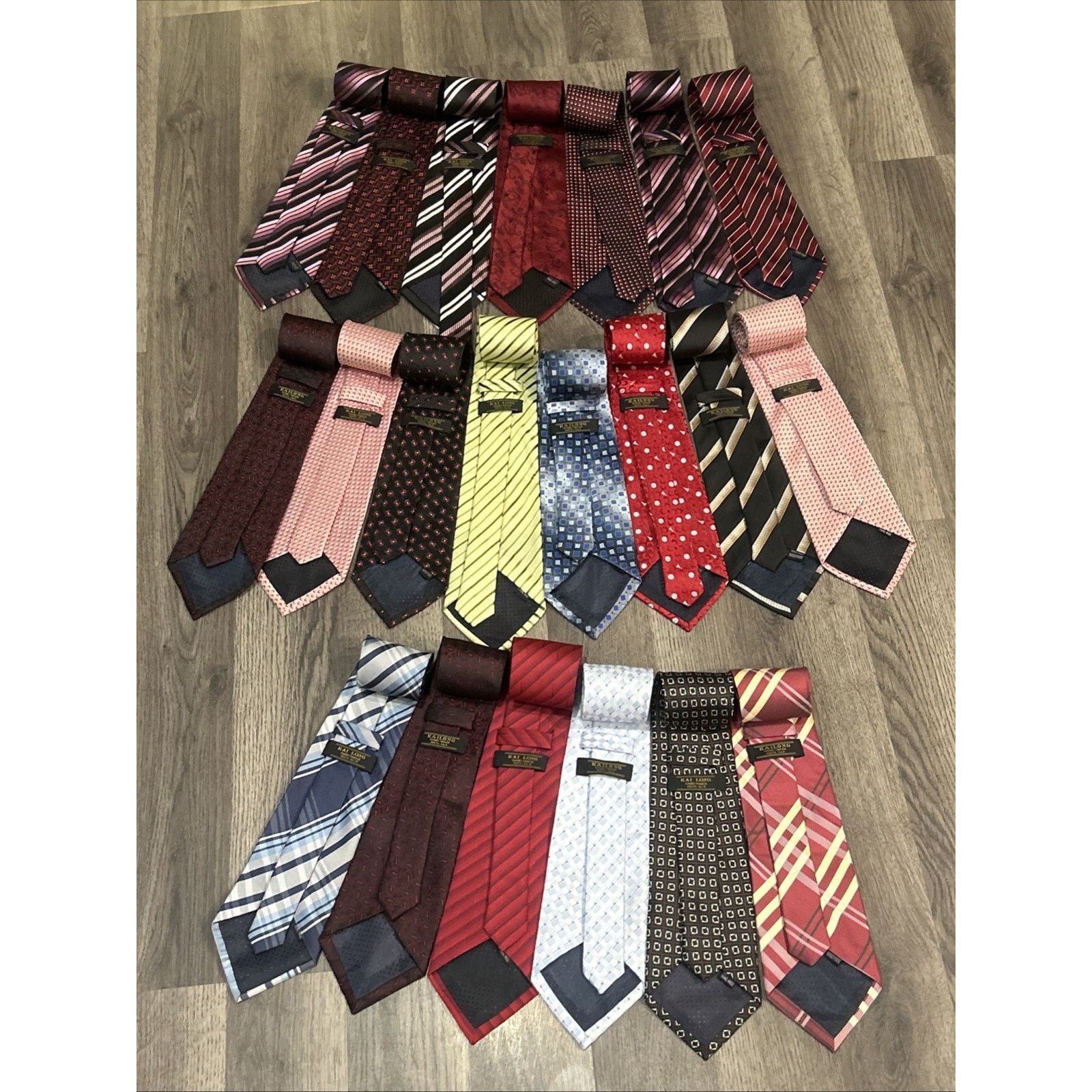 Kai Lot Of 21 Kai Long 100% Silk Ties Various Colors & Patterns Size ONE SIZE - 1 Thumbnail