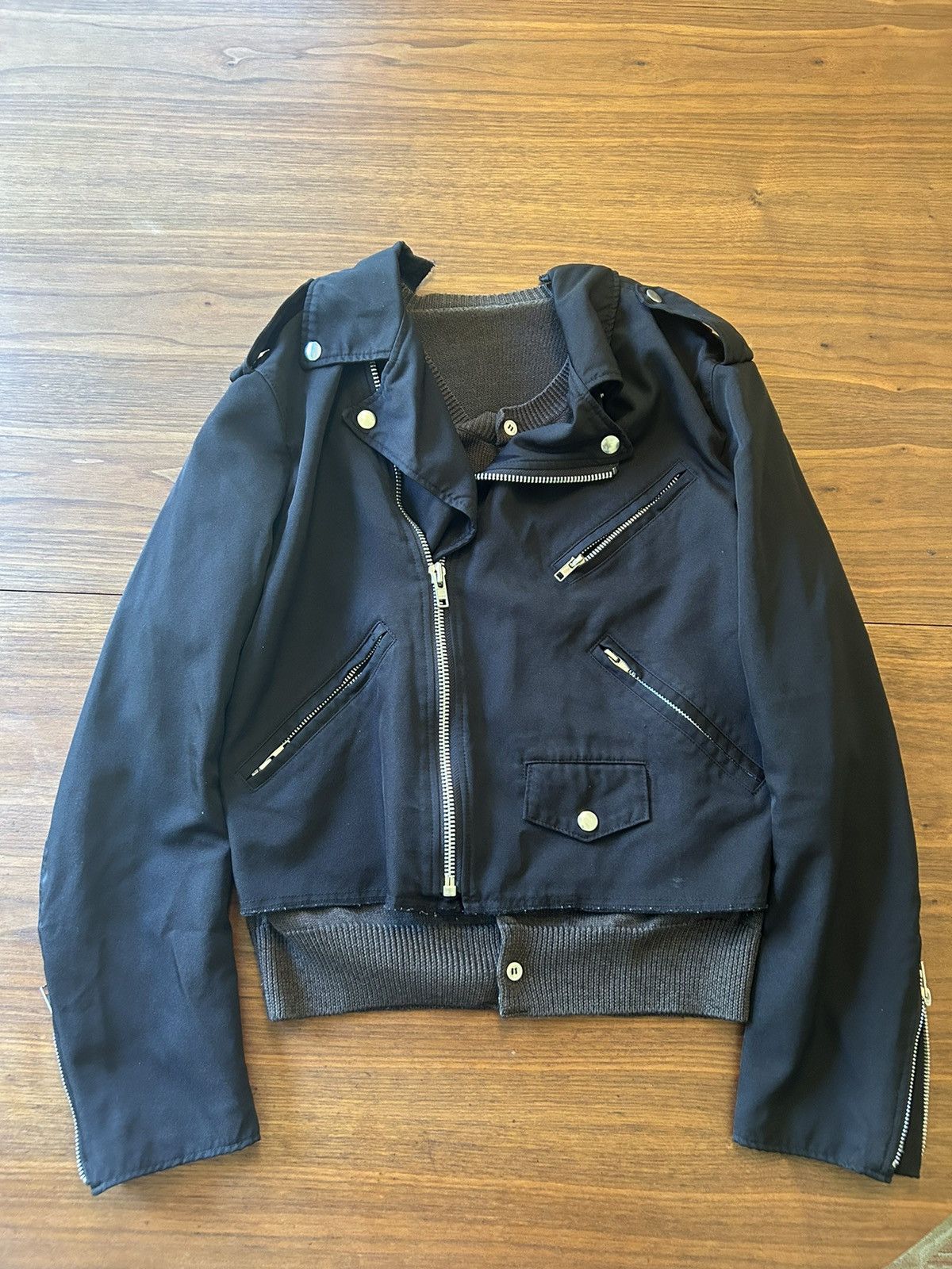 Comme des Garcons COMME DES GARÇON A/W 2013 Hybrid Knit Docking Rider jacket Size US M / EU 48-50 / 2 - 1 Thumbnail
