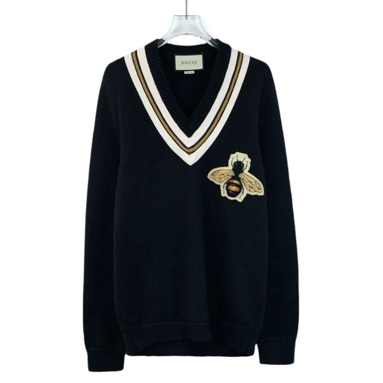 Gucci Gucci Black Striped V-Neck Knit Sweater - dmc Size US S / EU 44-46 / 1 - 1 Thumbnail
