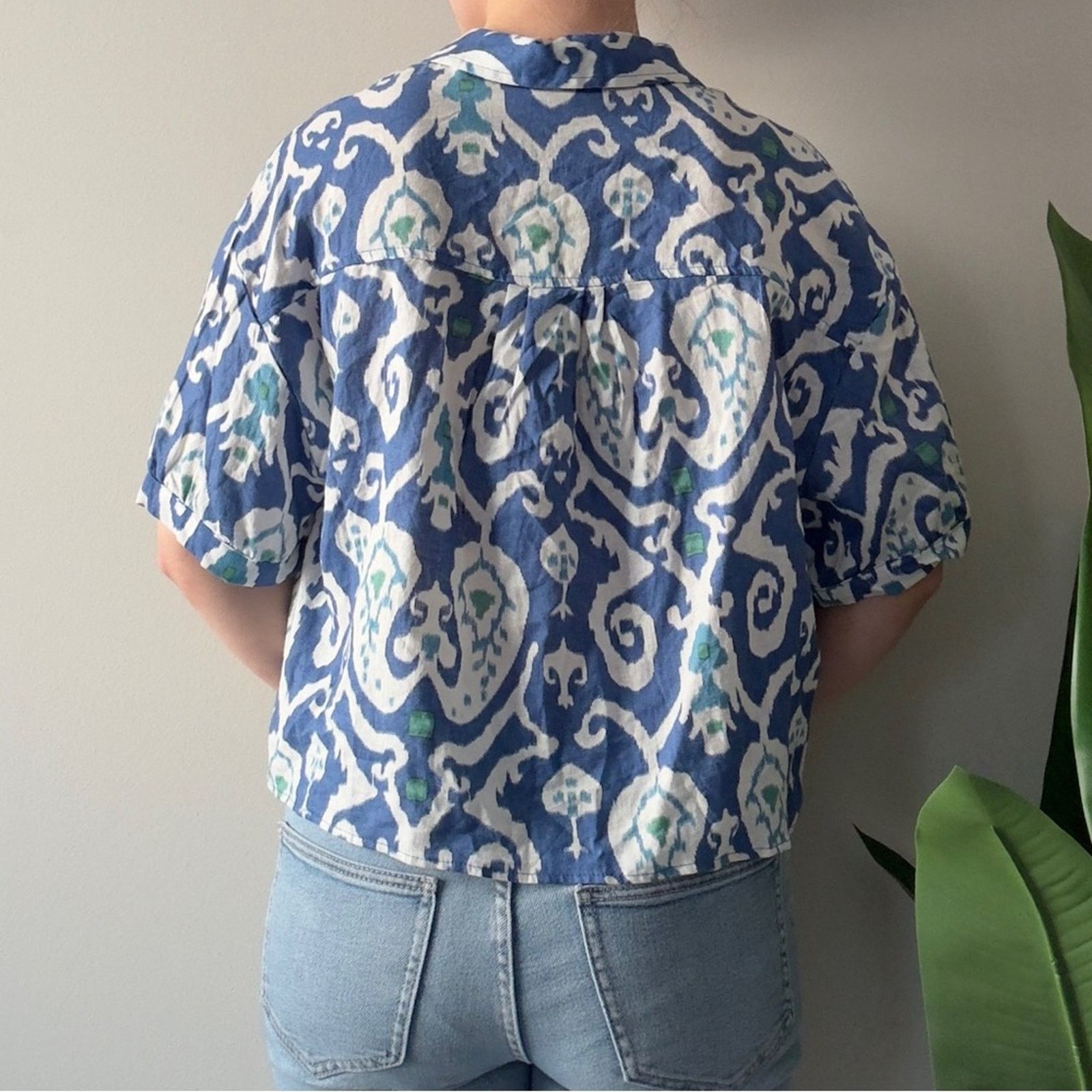 Other Christian Siriano Blue and White Button Down Shirt Abstract Size L / US 10 / IT 46 - 2 Thumbnail