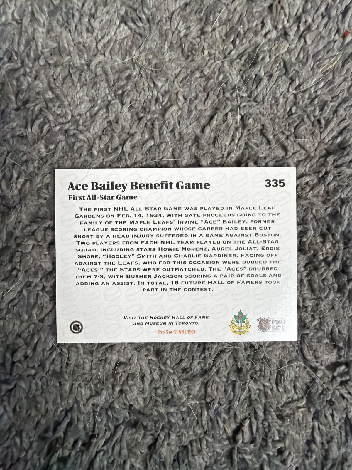 NHL 1991 NHL Pro Set #335 Ace Bailey Benefit Game Card Size ONE SIZE - 2 Thumbnail