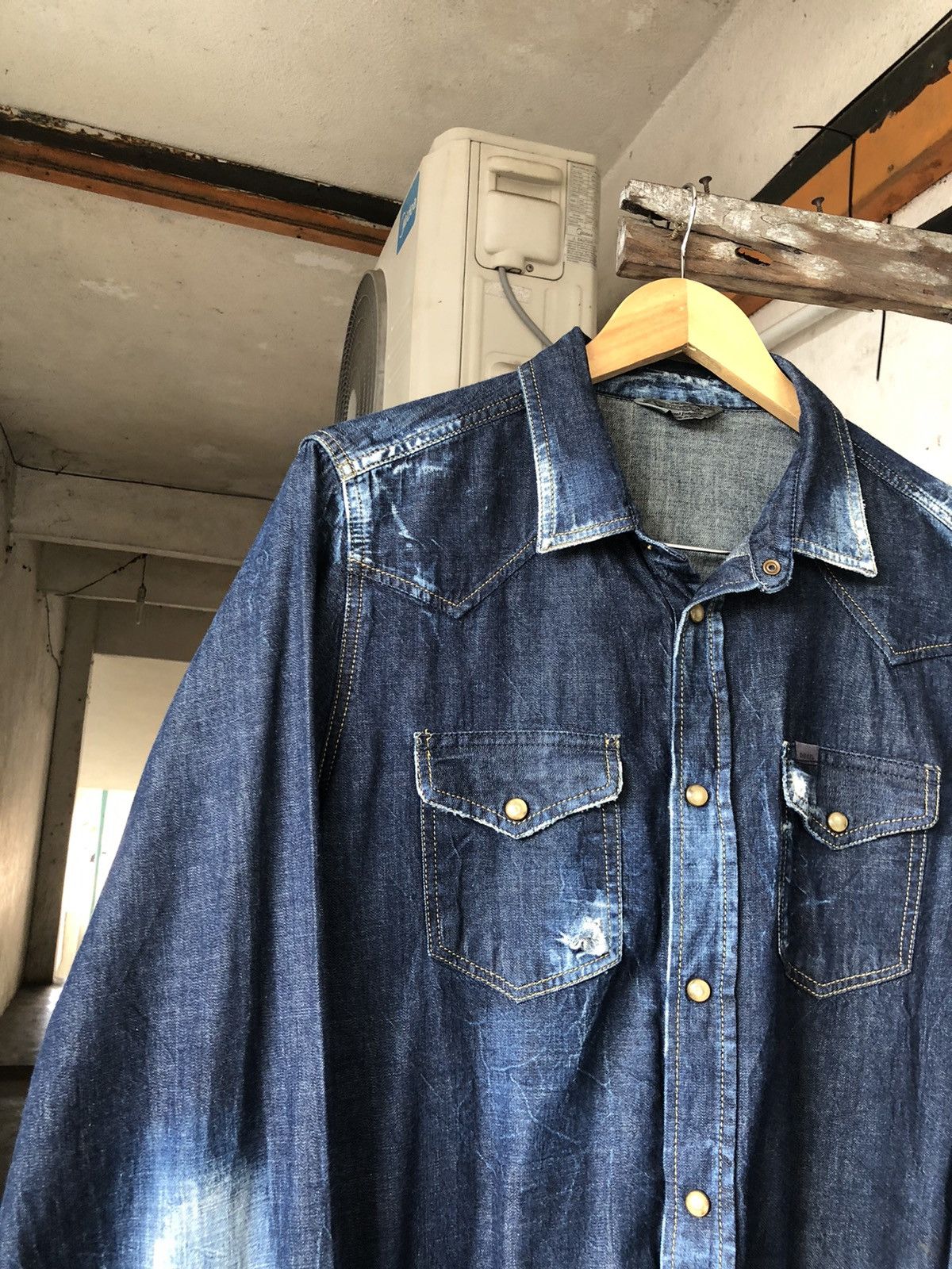 Diesel Rare🔥 Diesel Industries Distressed Punk Western Denim Shirt Size US XL / EU 56 / 4 - 6 Thumbnail