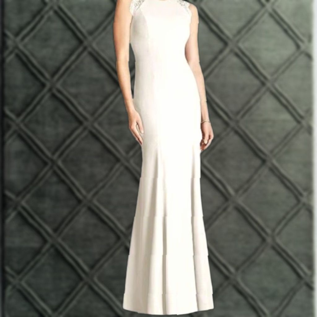 DESSY Maxi Dress Gown Ivory Lace Back Sleeveless Zip Crew Neck 12 Bridesmaid  Party/Cocktail Womens - deepsteamcleaning.ca