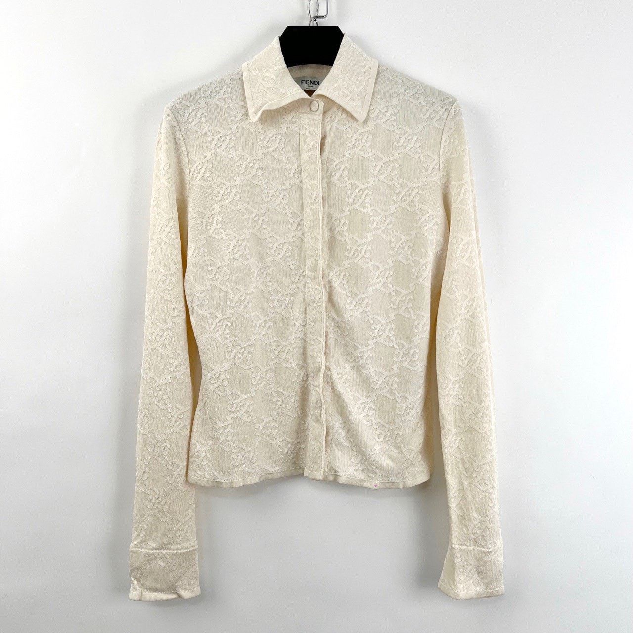 Fendi Fendi Beige Printed Knit Cardigan Size S / US 4 / IT 40 - 1 Thumbnail