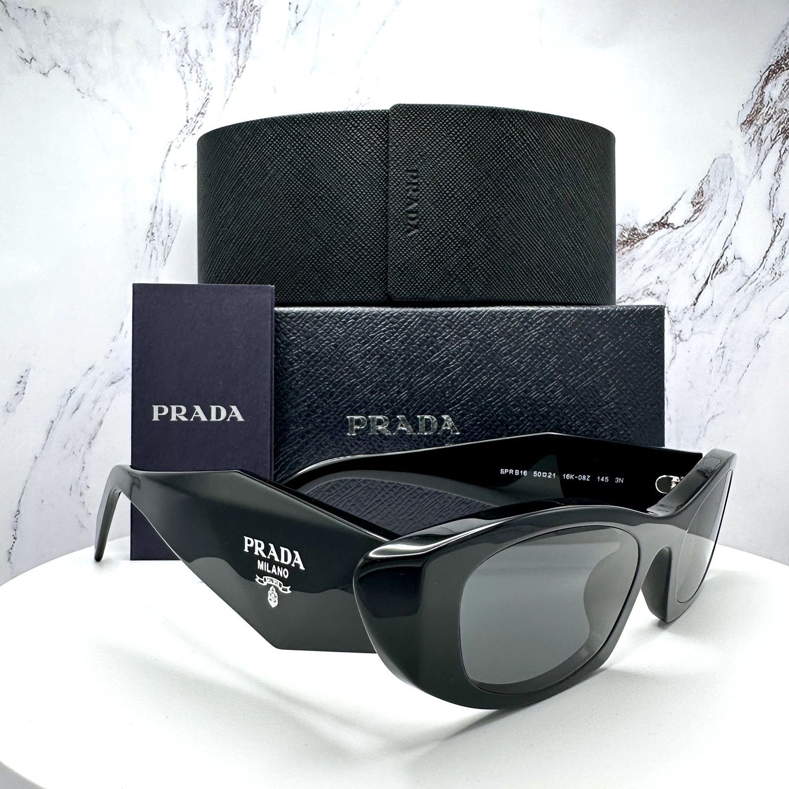 Prada New PRADA Sunglasses Black Oval Cat Eye Symbole Logo Size ONE SIZE - 12 Thumbnail