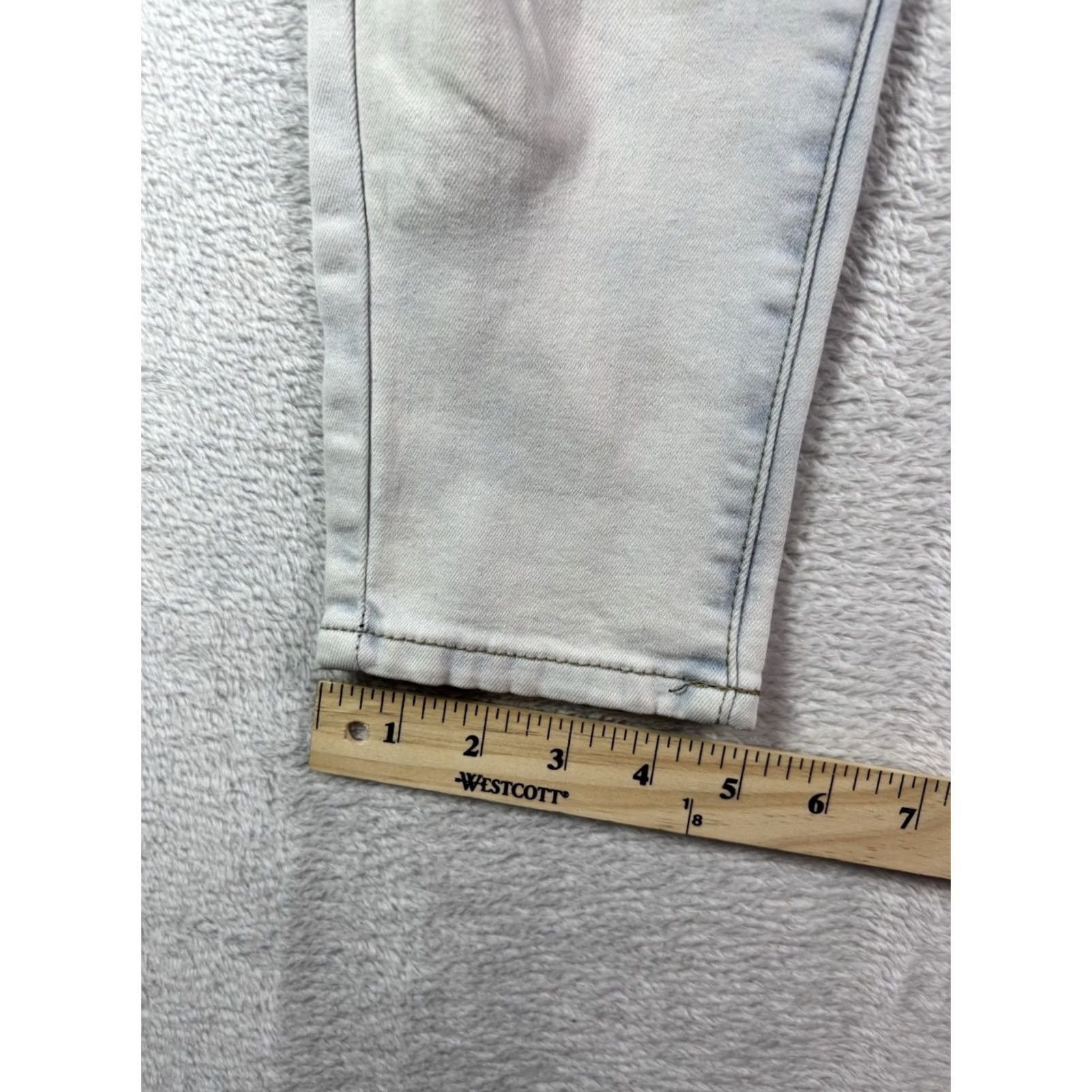 Denime VIP Denim Jeans Women’s Acid Wash Tie Dye Distressed Skinny 9-10 Button Fly 5-Pocket Blue Vintage No Size 30" / US 8 / IT 44 - 5 Thumbnail
