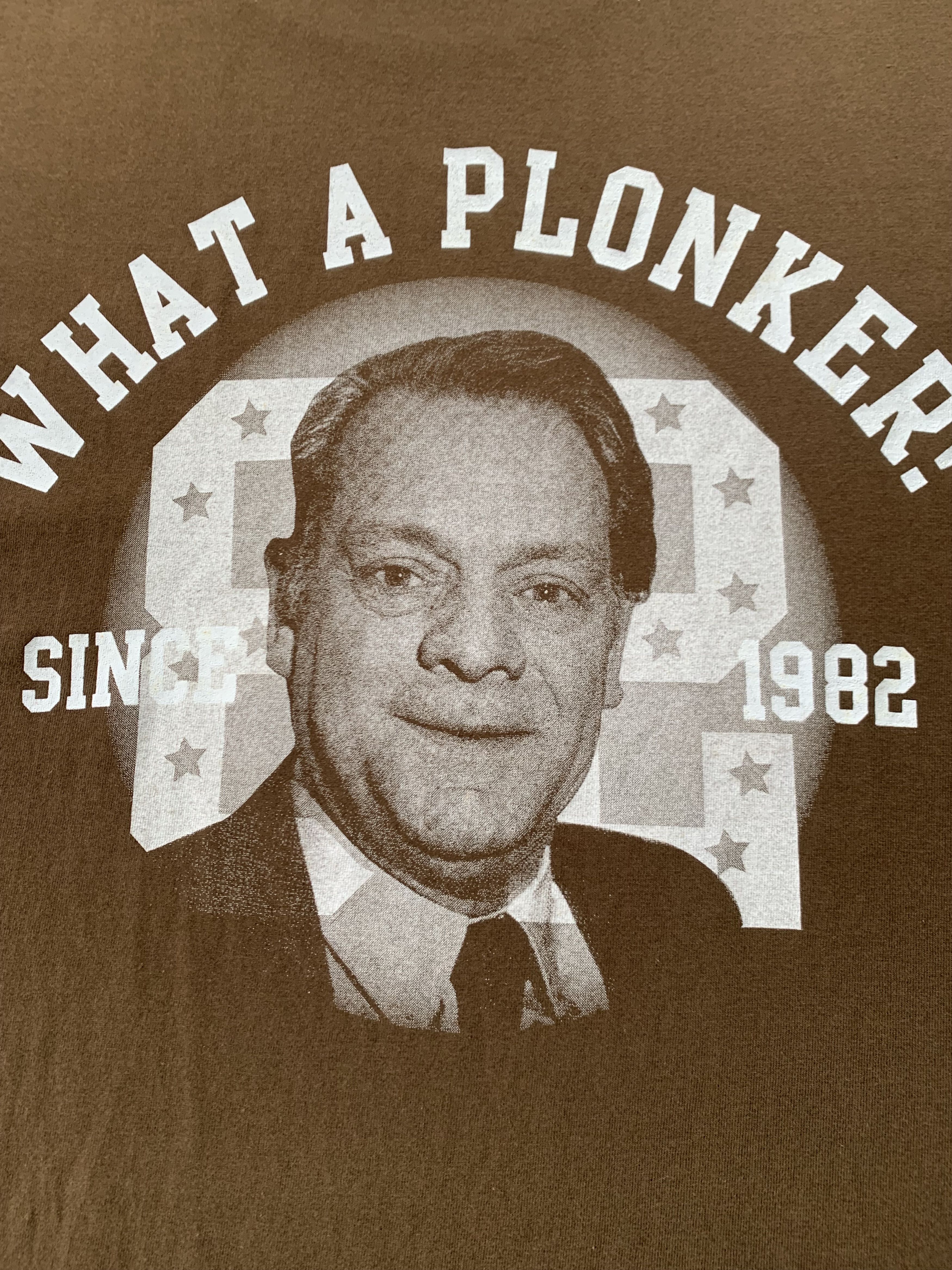 Designer What A Plonker Vintage Brown Cotton T-Shirt Size US L / EU 52-54 / 3 - 5 Thumbnail
