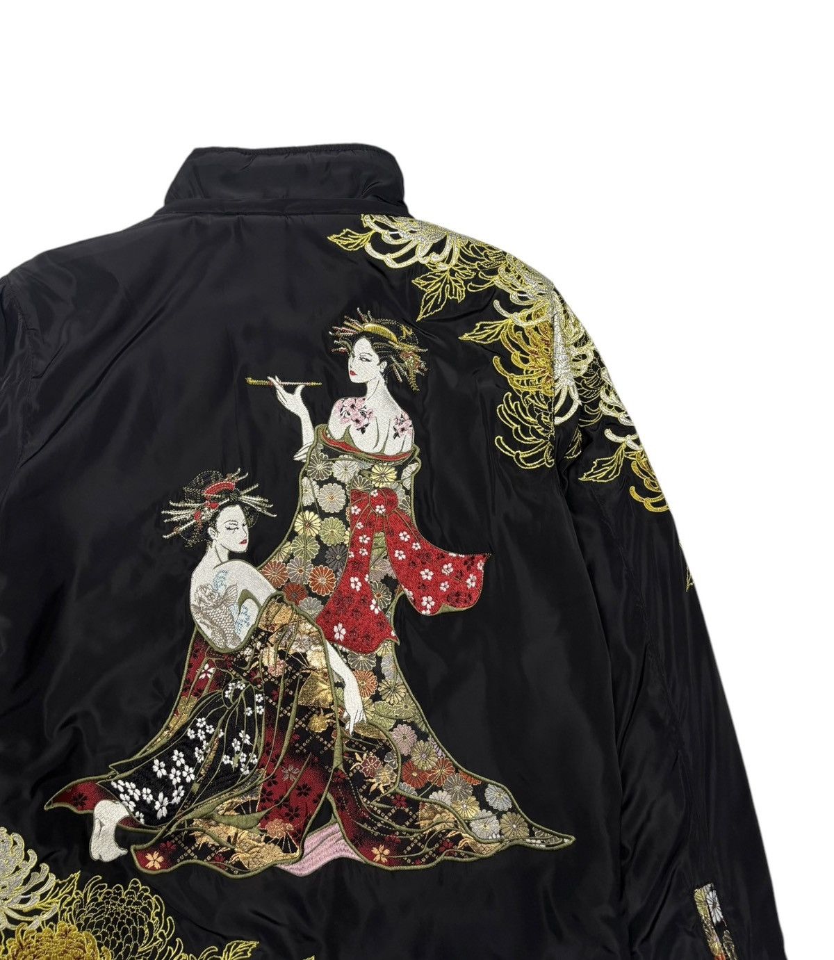 Kamakura RARE🔥JAPANESE TRADITION GEISHA EMBROIDERY PUFFER JACKET Size US M / EU 48-50 / 2 - 6 Thumbnail