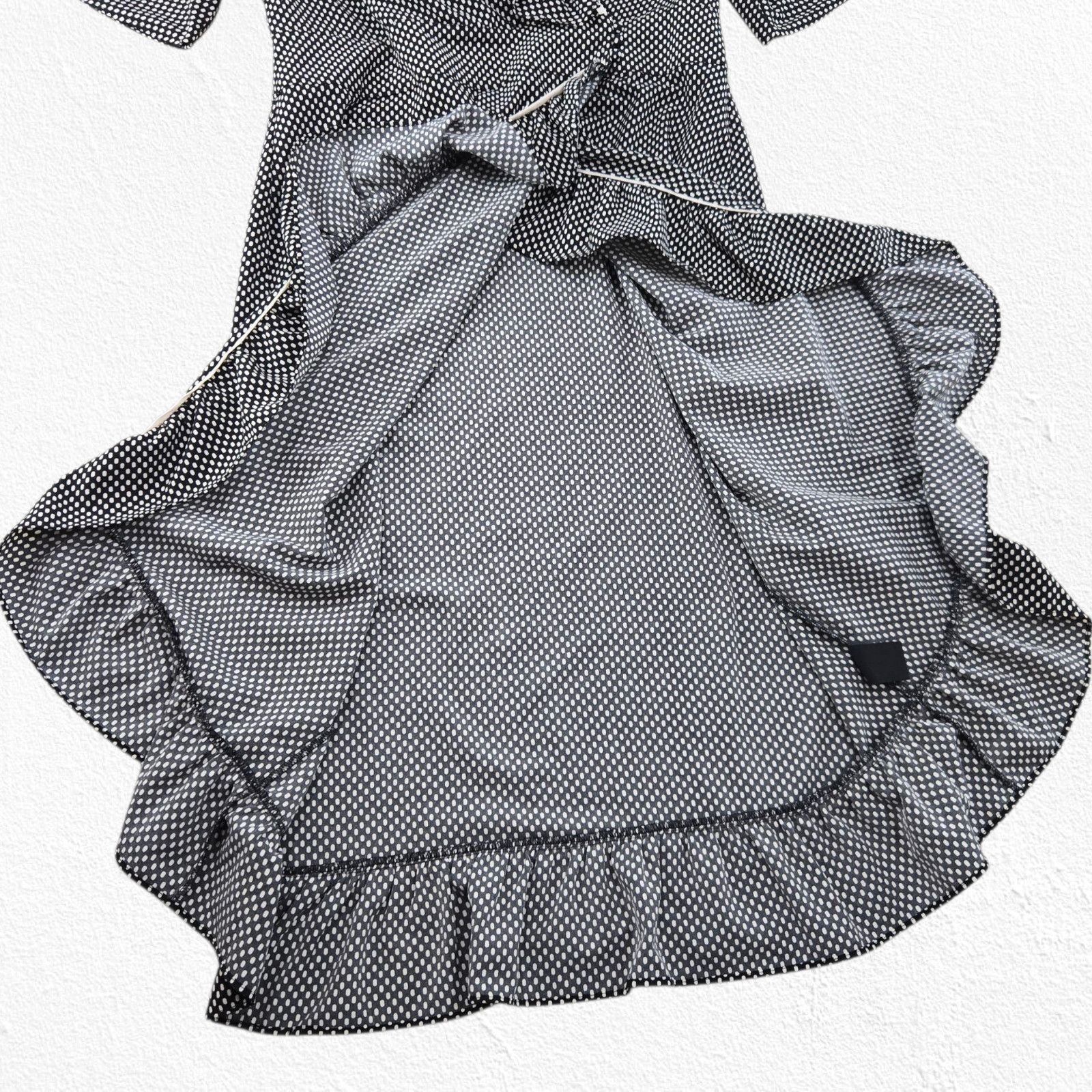 Other Black White Polka Dot Ruffle Wrap Midi Dress Size Large Size L / US 10 / IT 46 - 9 Thumbnail