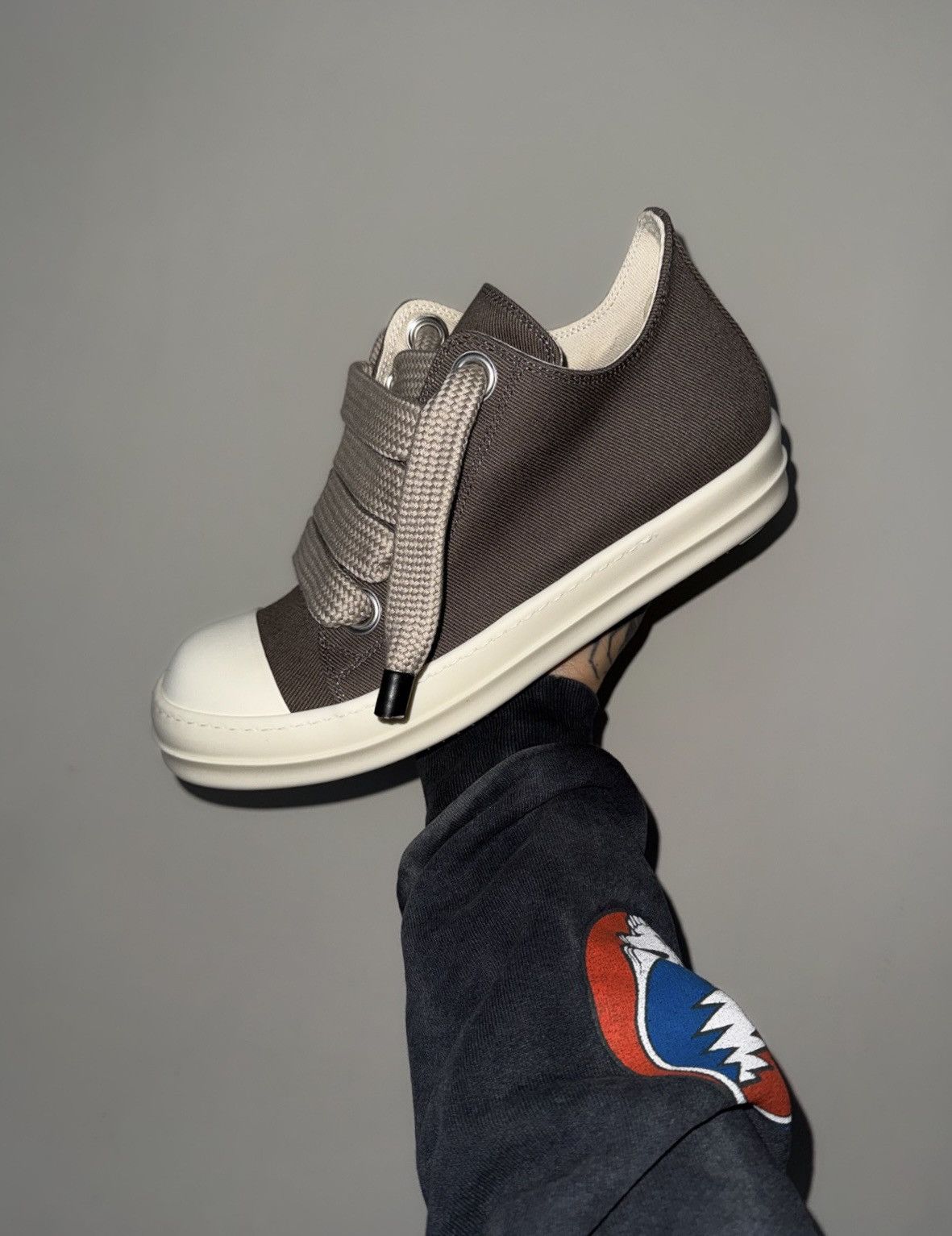 Rick Owens Drkshdw Rick owens 'dust' jumbo lace canvas sneakers Size US 9 / EU 42 - 1 Thumbnail