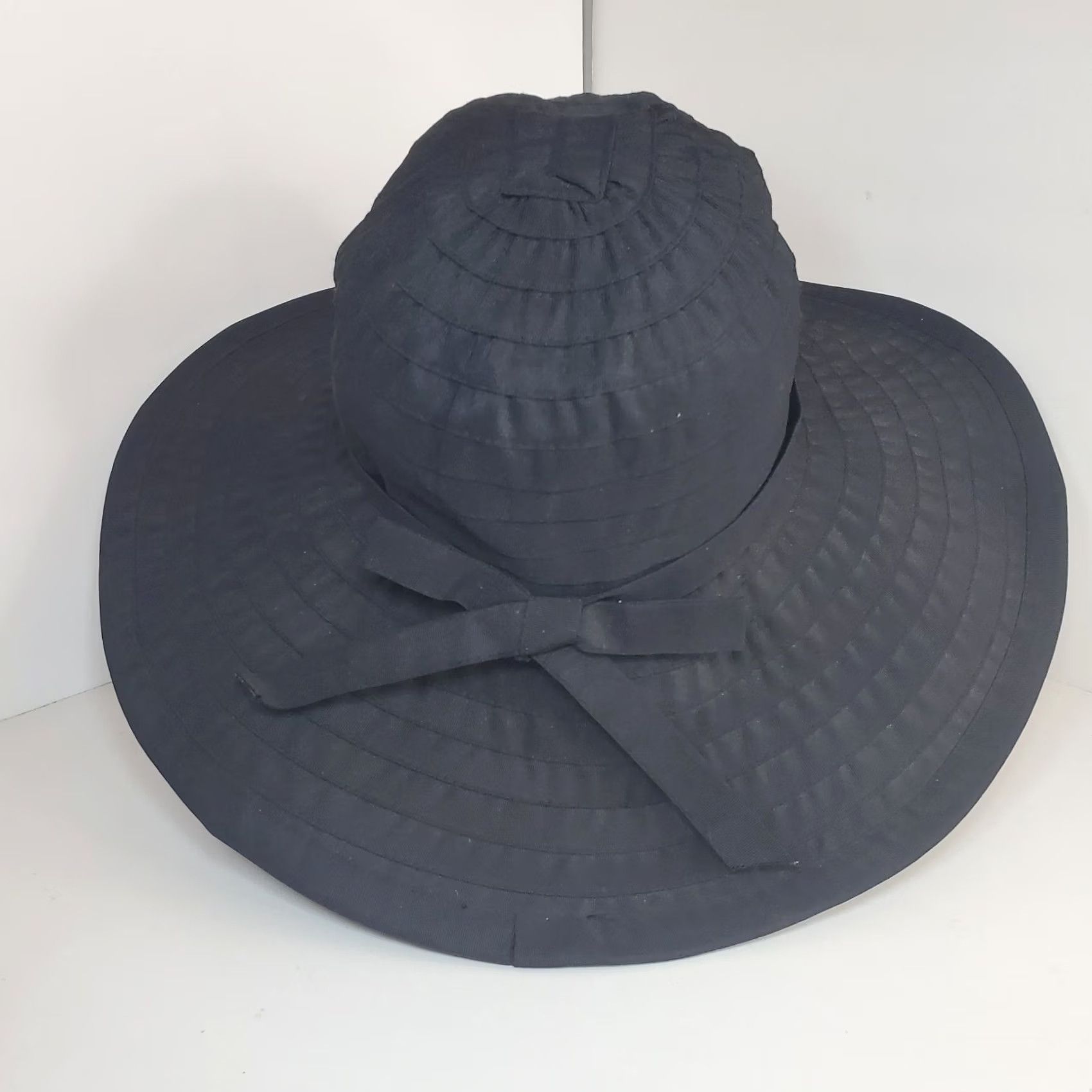 Vintage San Diego Hat Co. Womens Sun Hat Black Ribbon Wide Brim OSFM Packable Lightweight UPF Protection Summer Beach Outdoor Women's Size ONE SIZE - 4 Thumbnail