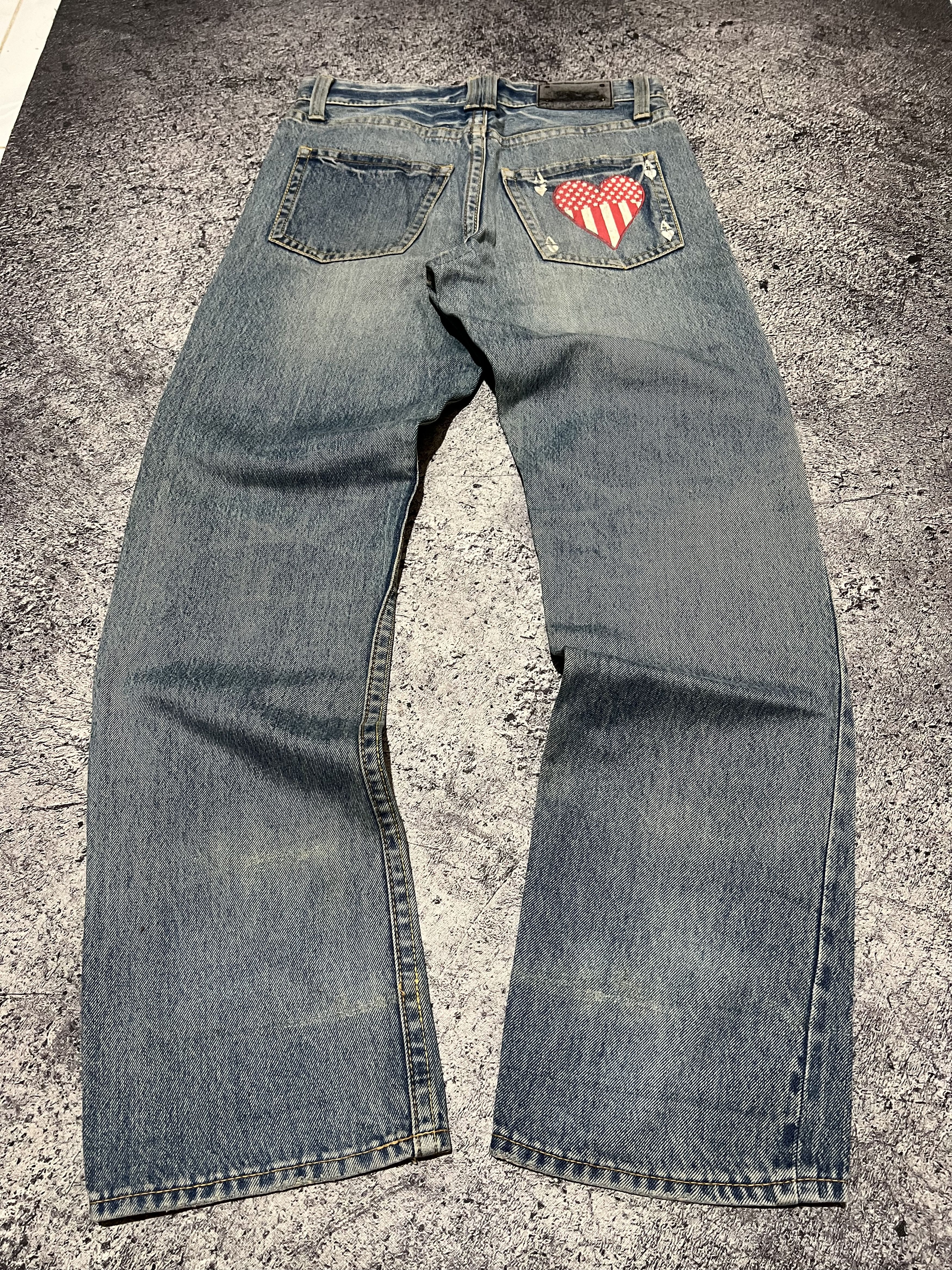 Japanese Brand 2000s Archival Hysteric Cdg Print Paint Raw Wash Jeans y2k Size US 30 / EU 46 - 2 Thumbnail