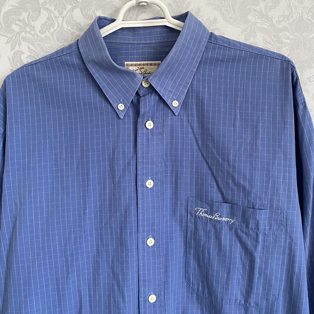 Burberry Vintage Thomas Burberry 90s Pocket Logo Button Up Shirt Size US XL / EU 56 / 4 - 2 Thumbnail
