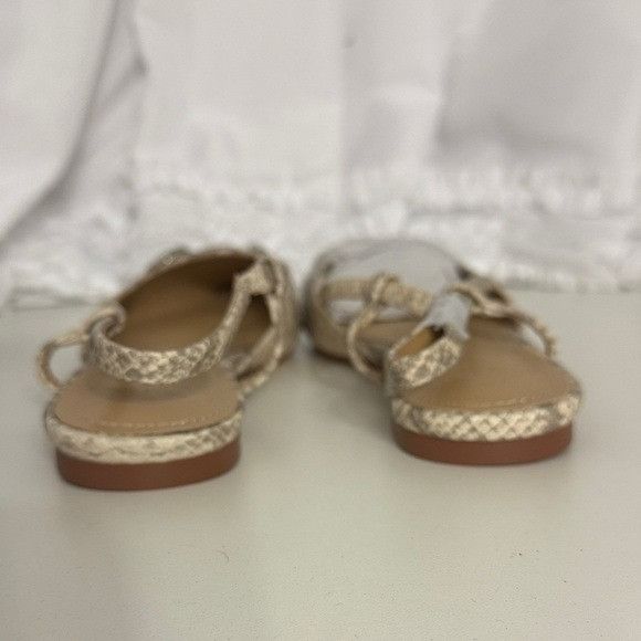 Other JustFab Beige Snake Print Slingback Flats Size US 7.5 / IT 37.5 - 5 Thumbnail