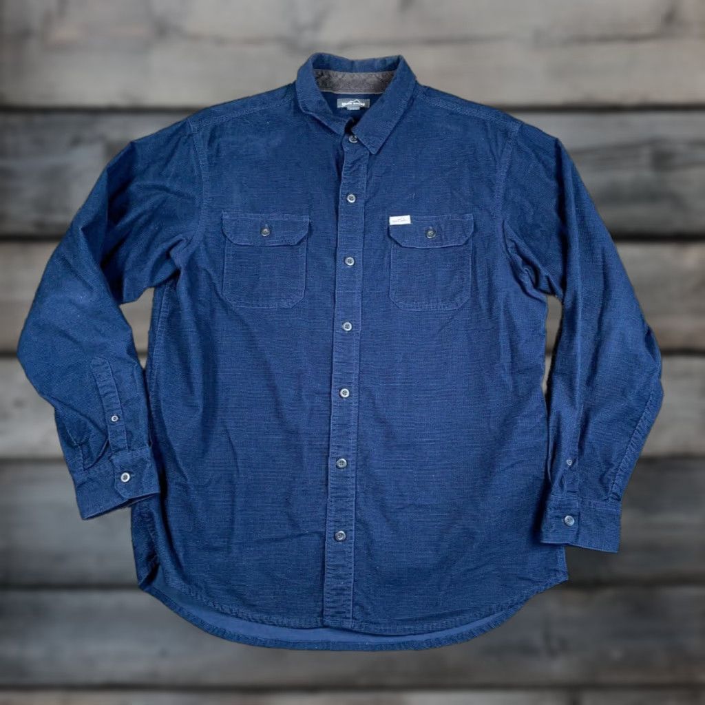 Eddie Bauer Eddie Bauer Shirt Corduroy Adult Large Dark Blue Relaxed Fit 90s Preppy Mens Shirt Size US L / EU 52-54 / 3 - 1 Thumbnail