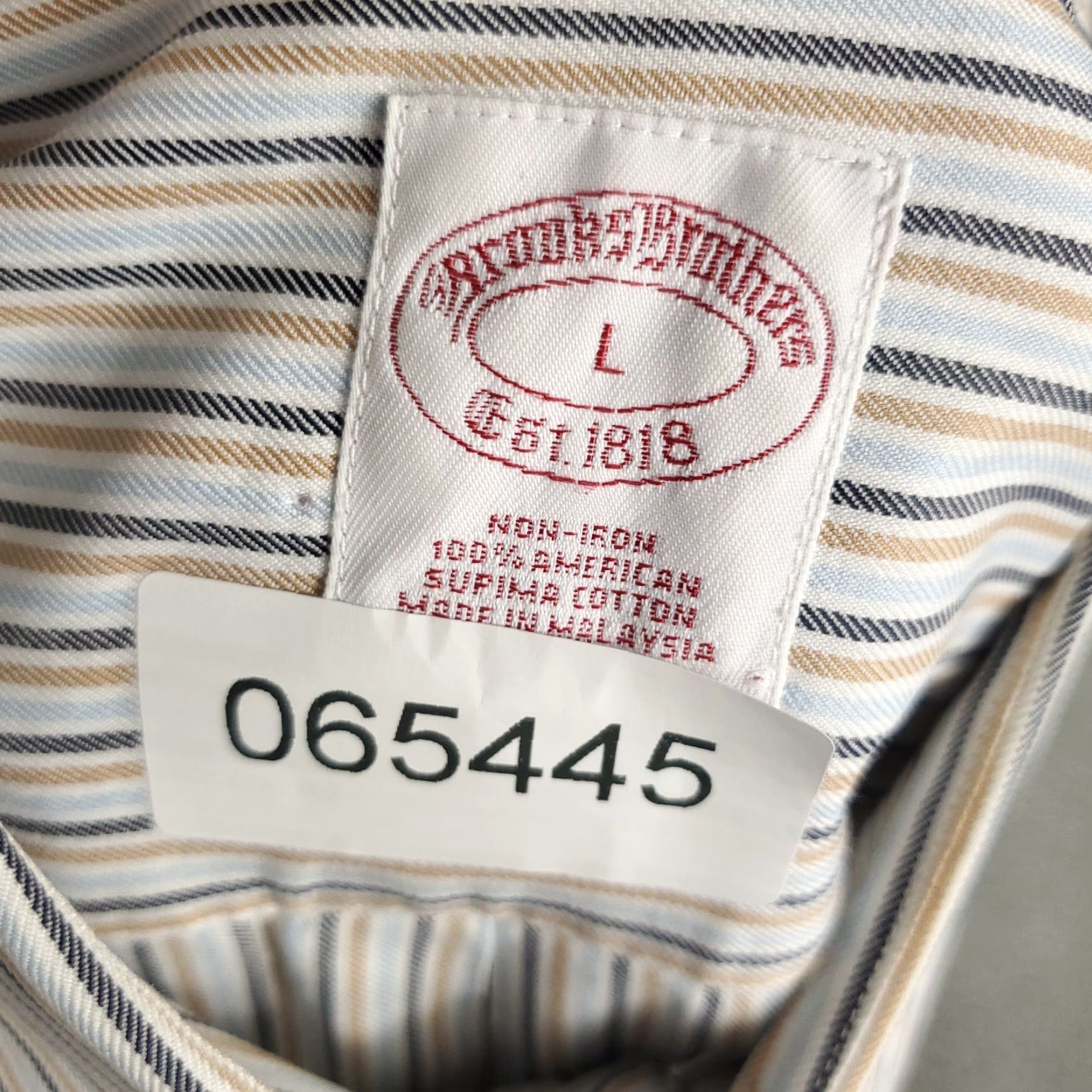 Brooks Brothers Brooks Brothers Shirt Large Blue Beige Striped Button Up Long Sleeve Casual Mens Size US L / EU 52-54 / 3 - 7 Thumbnail