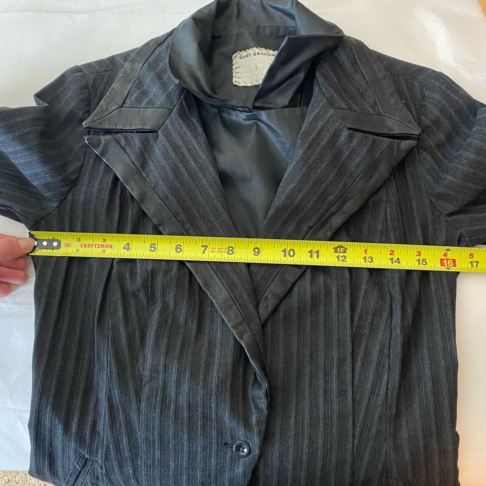 Gary Graham GARY GRAHAM Double Layer Faux Leather Pinstriped Blazer Size S / US 4 / IT 40 - 11 Thumbnail