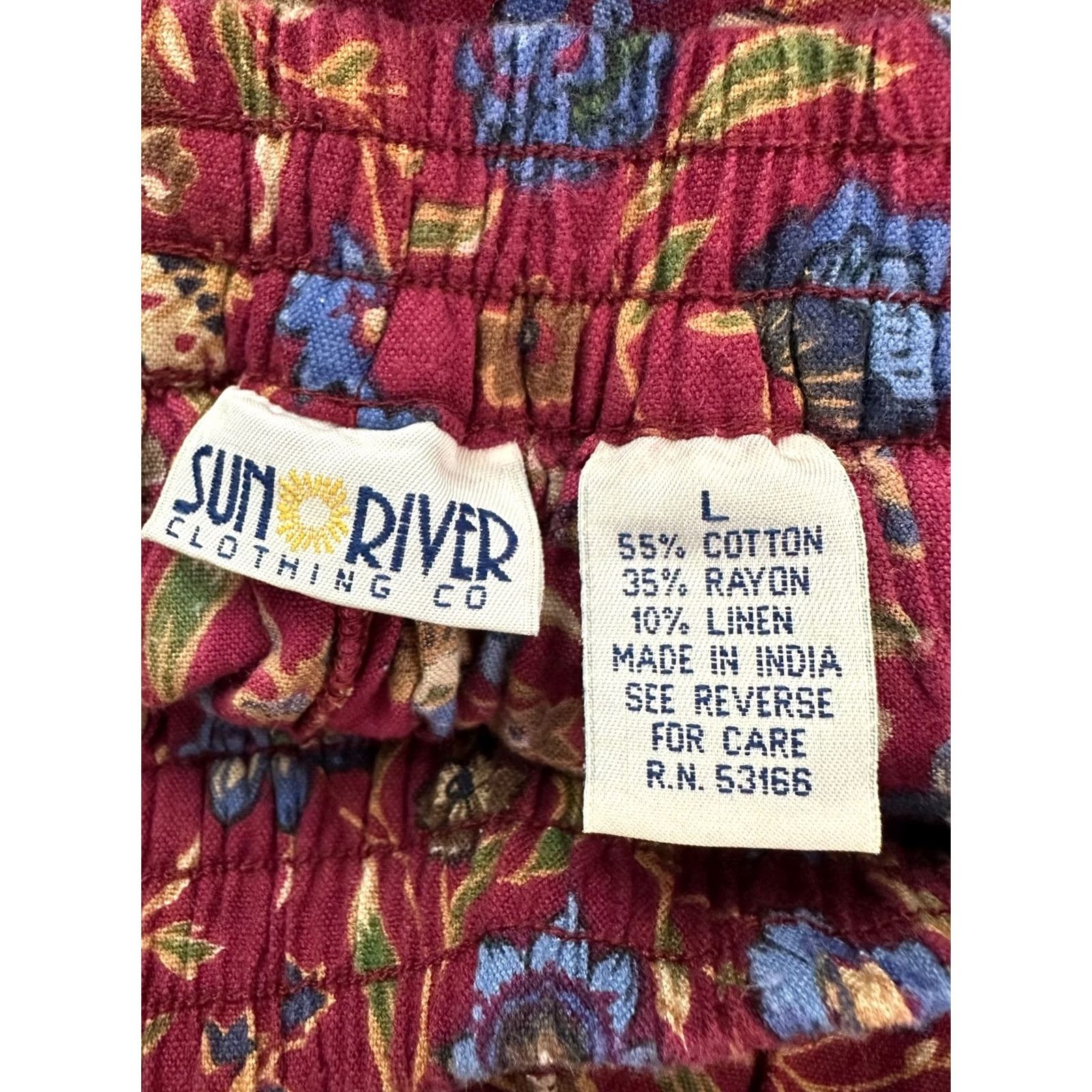 Vintage VINTAGE Sun River Skirt Womens M Maxi Red Floral 90s Bohemian Western Elastic Waist Long Size 32" / US 10 / IT 46 - 7 Thumbnail