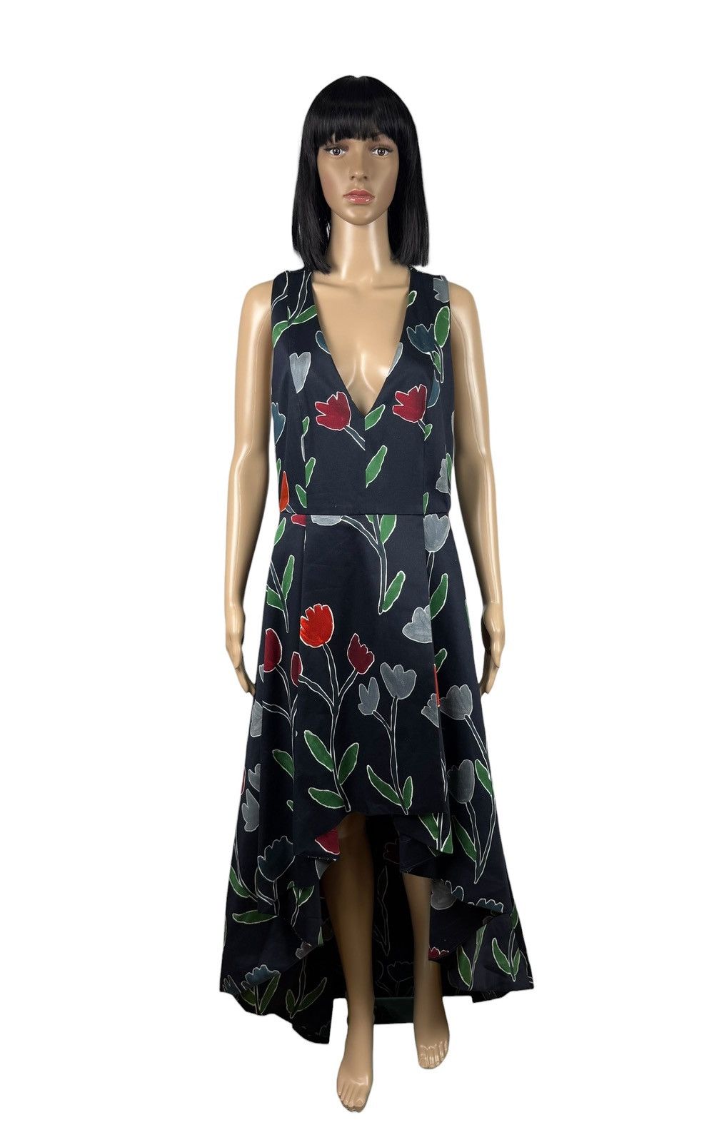 Alice + Olivia Alice + Olivia Tulip Printed High Low Cotton Dress Beckie Size L / US 10 / IT 46 - 1 Thumbnail