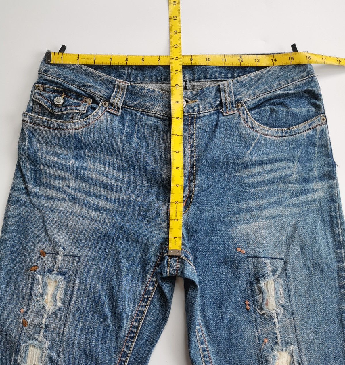 Japanese Brand Bootcut Playchess Japan Reworked Distressed Jeans Size US 33 - 9 Thumbnail