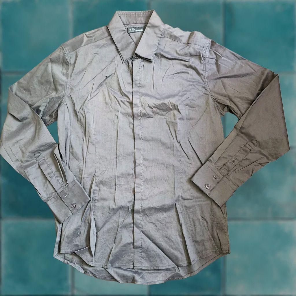 Vintage 7 Diamonds Dress Shirt Gray Button Up Long Sleeve Size M Regular Fit Womens? Size 40R - 1 Thumbnail