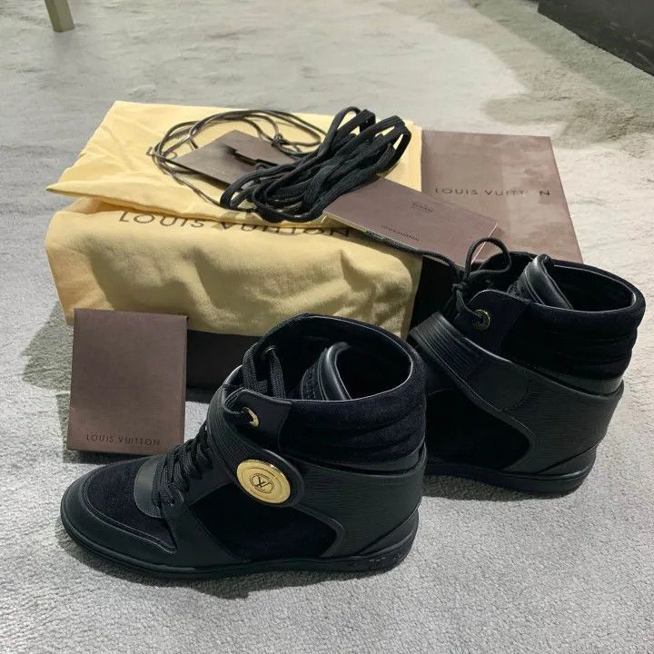 Louis Vuitton Louis Vuitton Black Lace-Up Wedge Ankle Boots -2508 Size US 7.5 / EU 40-41 - 1 Thumbnail