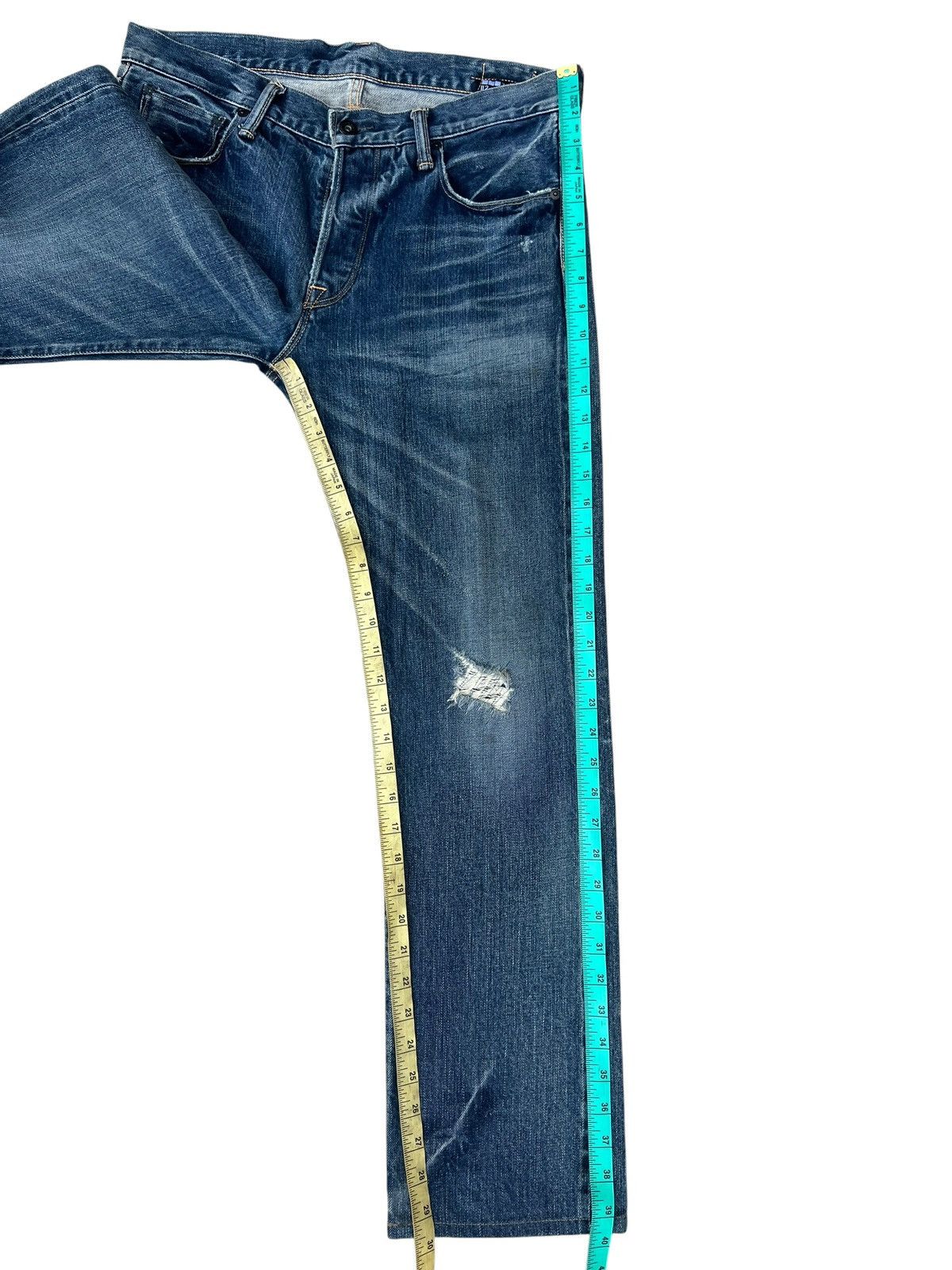KURO KURO Japan GRAPHITE Distressed Denim Selvedge Jeans Size US 32 / EU 48 - 6 Thumbnail