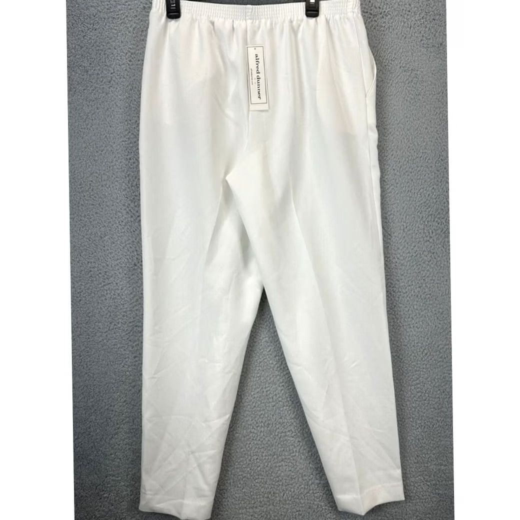 Vintage Alfred Dunner Pants Womens 12 White Wide-Leg Elastic Waist Pull On High-Rise NEW Size 34" / US 12 / IT 48 - 2 Thumbnail