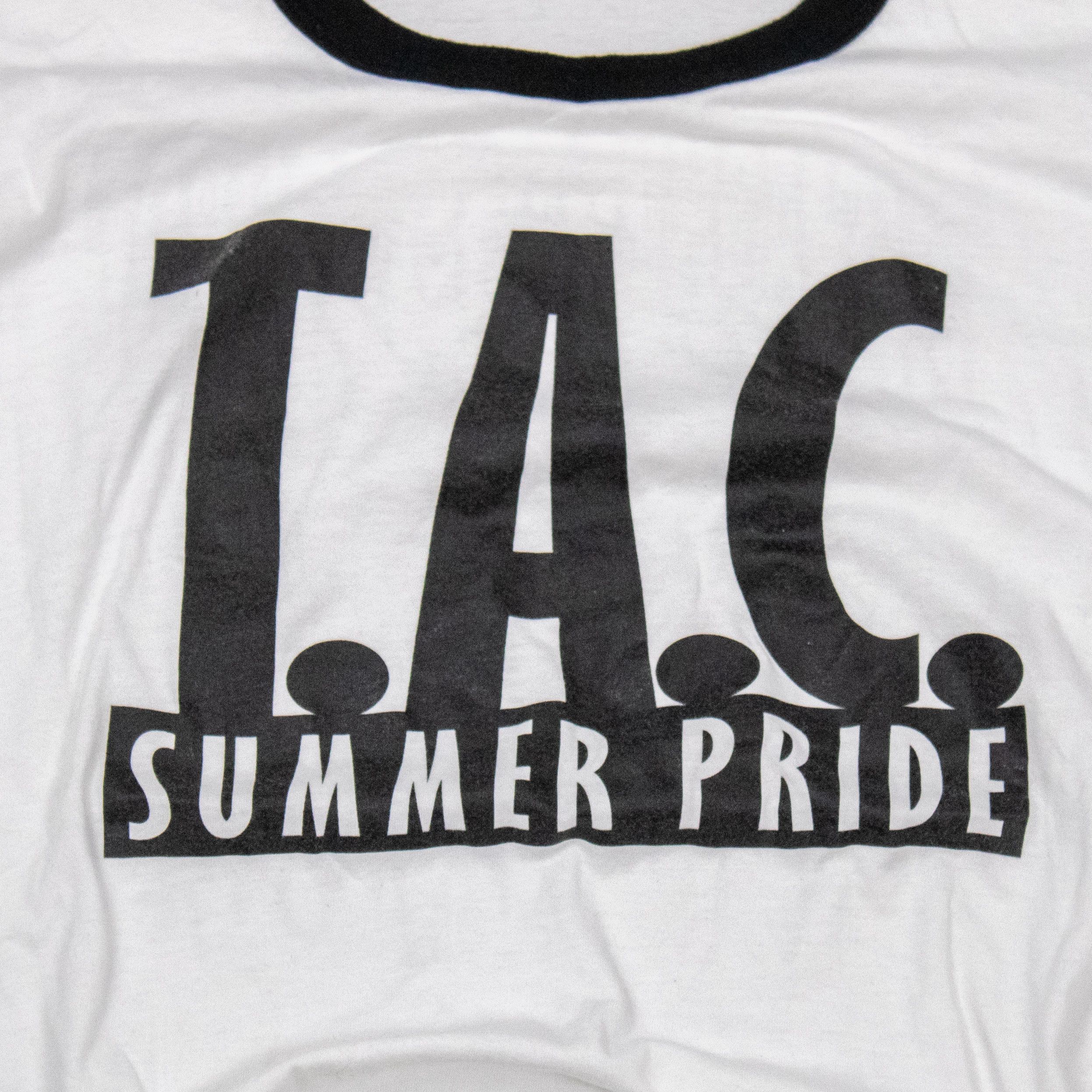 Jerzees × Travis Scott × Vintage Vintage 1990's Tac Summer Pride Travis Scott Ringer T-Shirt Size US XL / EU 56 / 4 - 4 Thumbnail