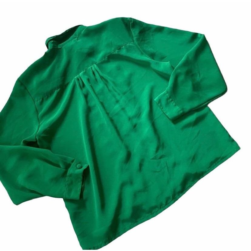 Vintage Vintage Shamrock Green Spring Vertical Pleated Blouse 16 Size XXL / US 16-18 / IT 52-54 - 4 Thumbnail