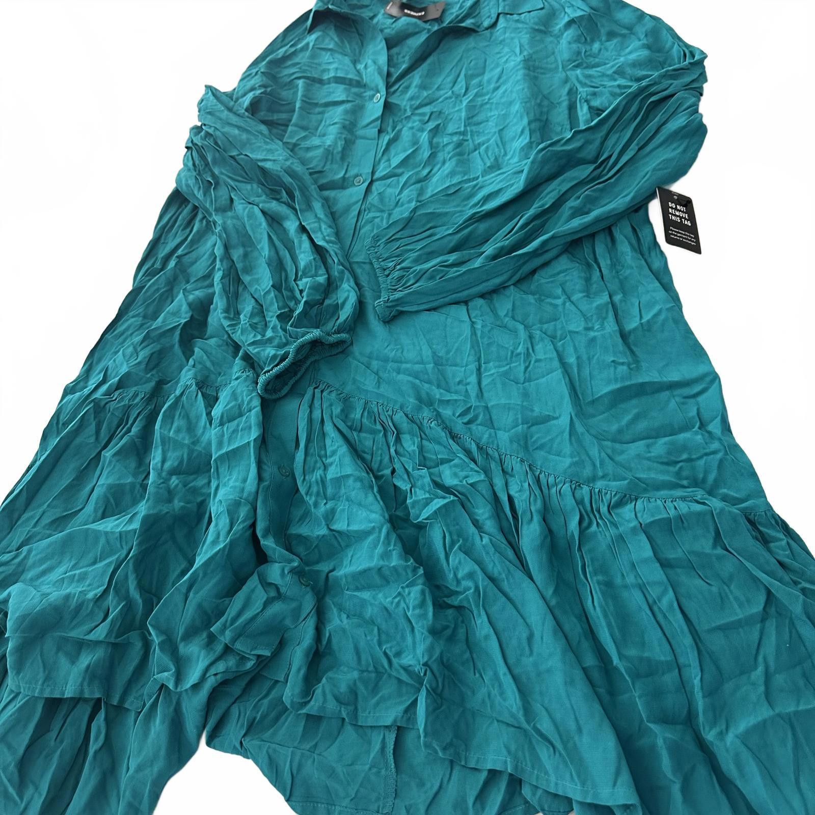 Express Express Stylish Teal Button-Up Dress Size XL / US 12-14 / IT 48-50 - 3 Thumbnail