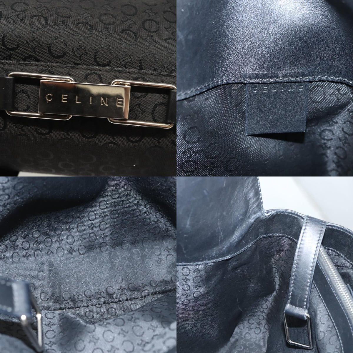 Celine CELINE C Macadam Canvas Hand Bag Black Silver Size ONE SIZE - 11 Thumbnail