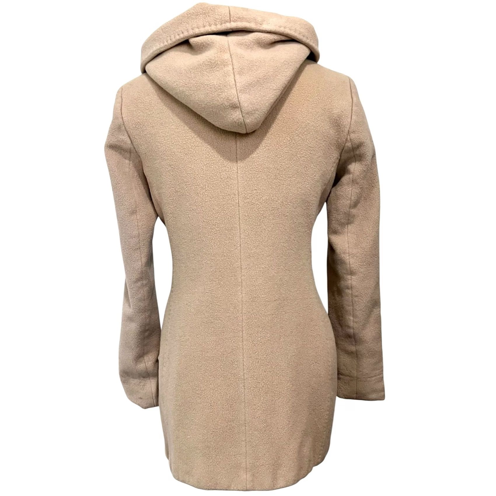 Calvin Klein Calvin Klein Womens Wool Angora Beige Hooded Shawl Collar Top Coat Overcoat Sz 4 Size S / US 4 / IT 40 - 6 Thumbnail