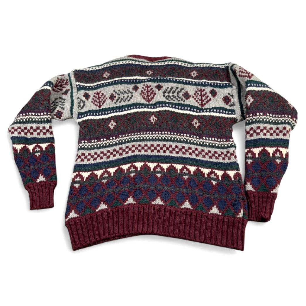Vintage VINTAGE Lord Jeff Sweater Adult MEDIUM Red Gray Wool Fair Isle Chunky USA 80s Size US M / EU 48-50 / 2 - 3 Thumbnail