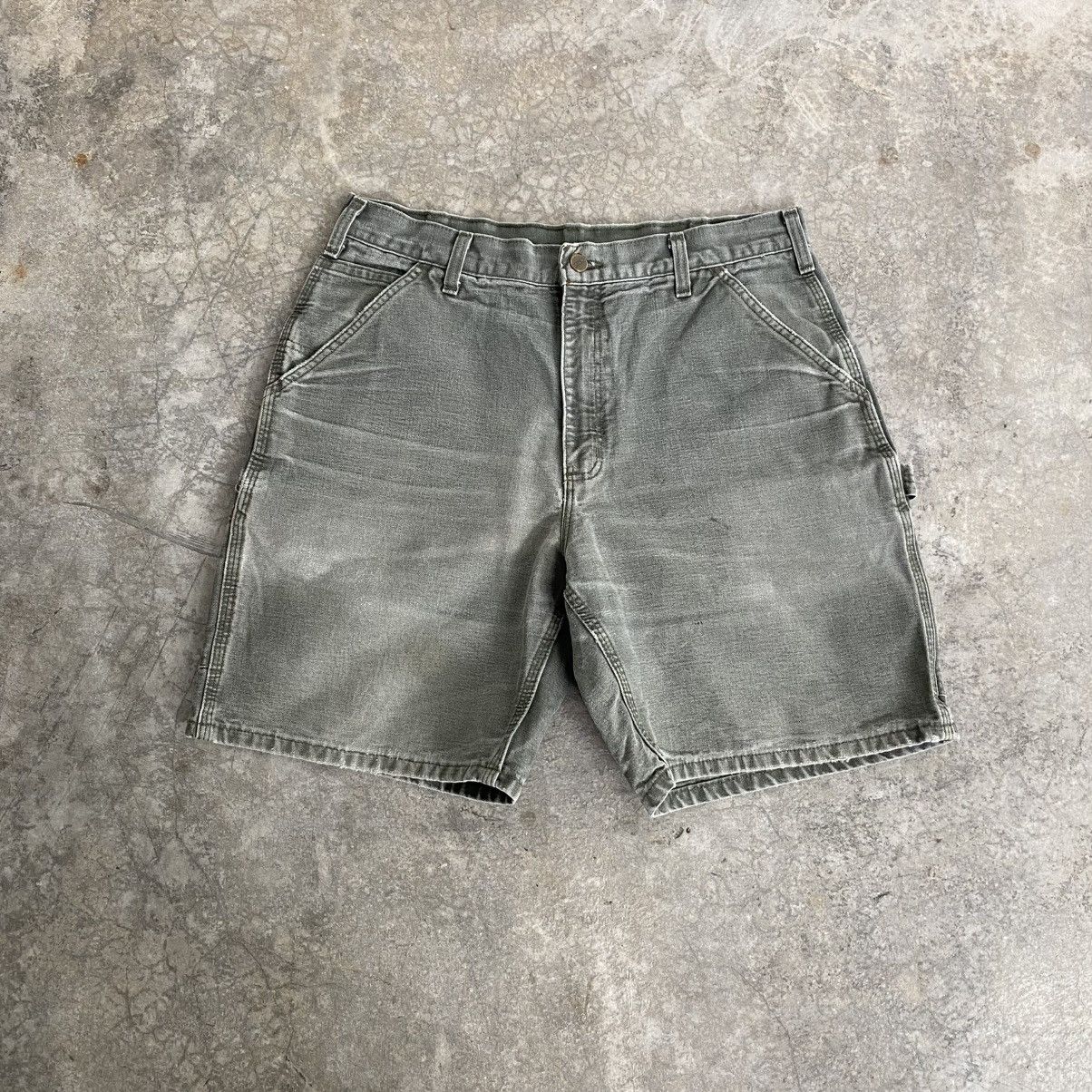 Carhartt VTG Carhartt Faded Moss Green Carpenter Baggy Shorts Jorts Size US 34 / EU 50 - 7 Thumbnail