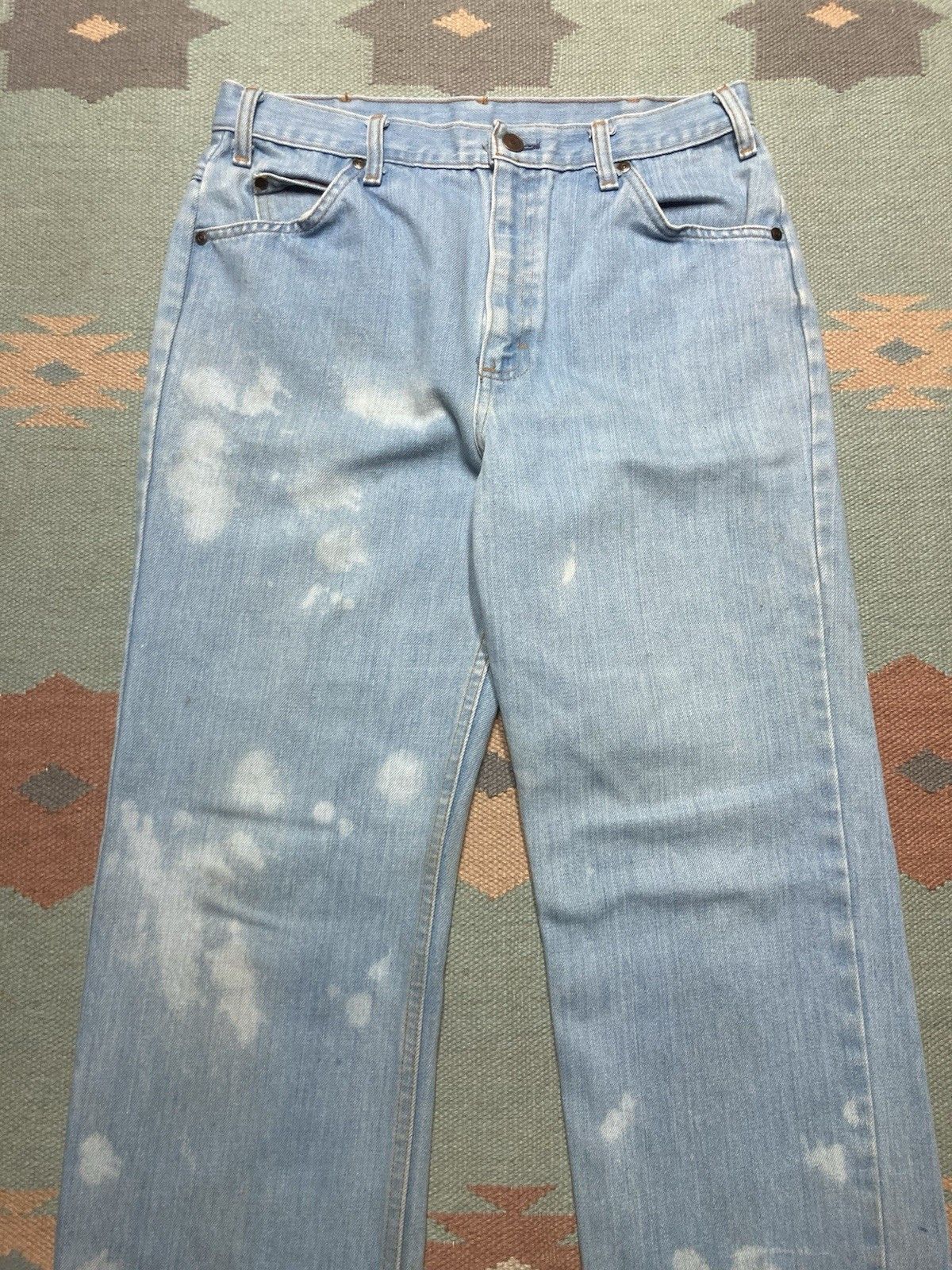 Vintage 70s denim blue jeans bootcut flare faded wash hippie 31x33 Size US 31 - 3 Thumbnail