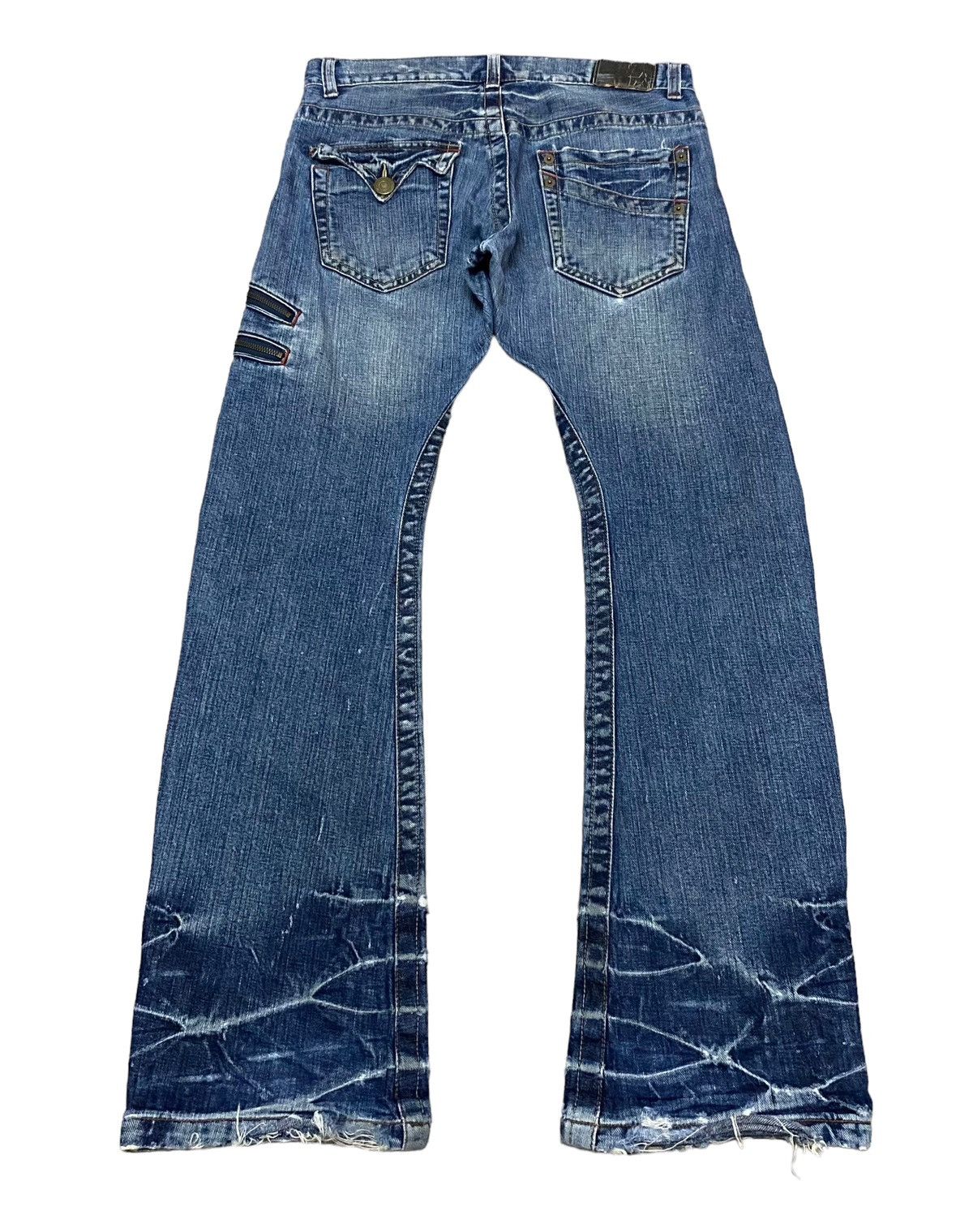 Le Grande Bleu (L.G.B.) Rare Vintage Japanese Brand Rattle Trap Flared Jeans 1990s Size US 35 - 2 Thumbnail