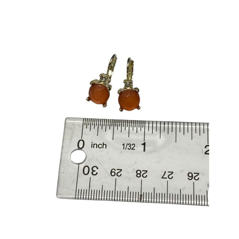 non Vintage Orange Gemstone Drop Earrings Gold Tone Jewelry Size ONE SIZE - 4 Thumbnail