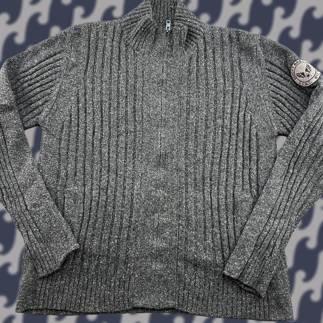Schott Schott NYC Jacket Mens Large Gray Military Full Zip Wool blend Sweater Army Shirt? Size US XL / EU 56 / 4 - 1 Thumbnail